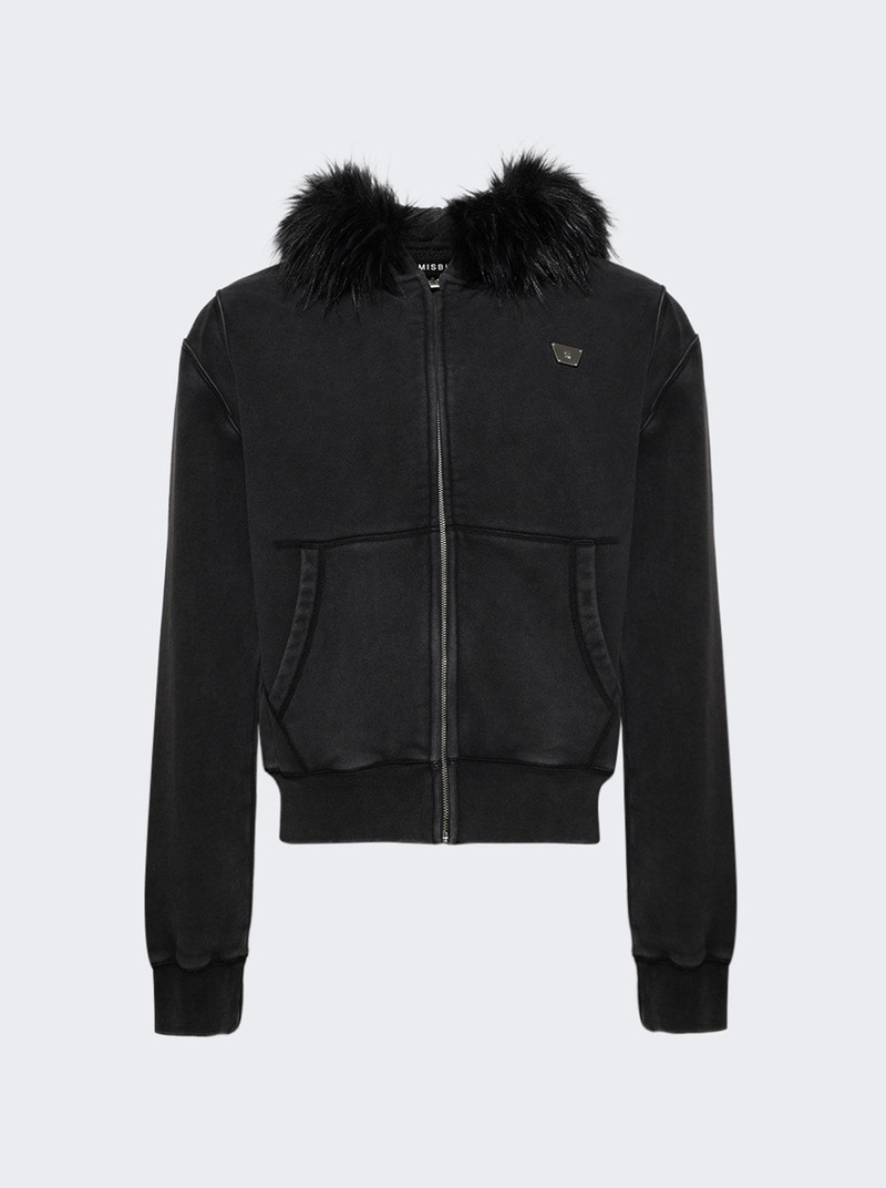 Teddy Fur Hoodie Black 1