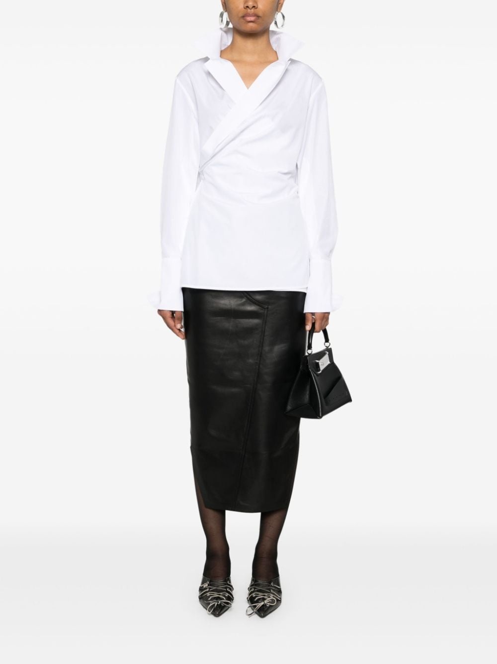 wrap-design poplin shirt - 2