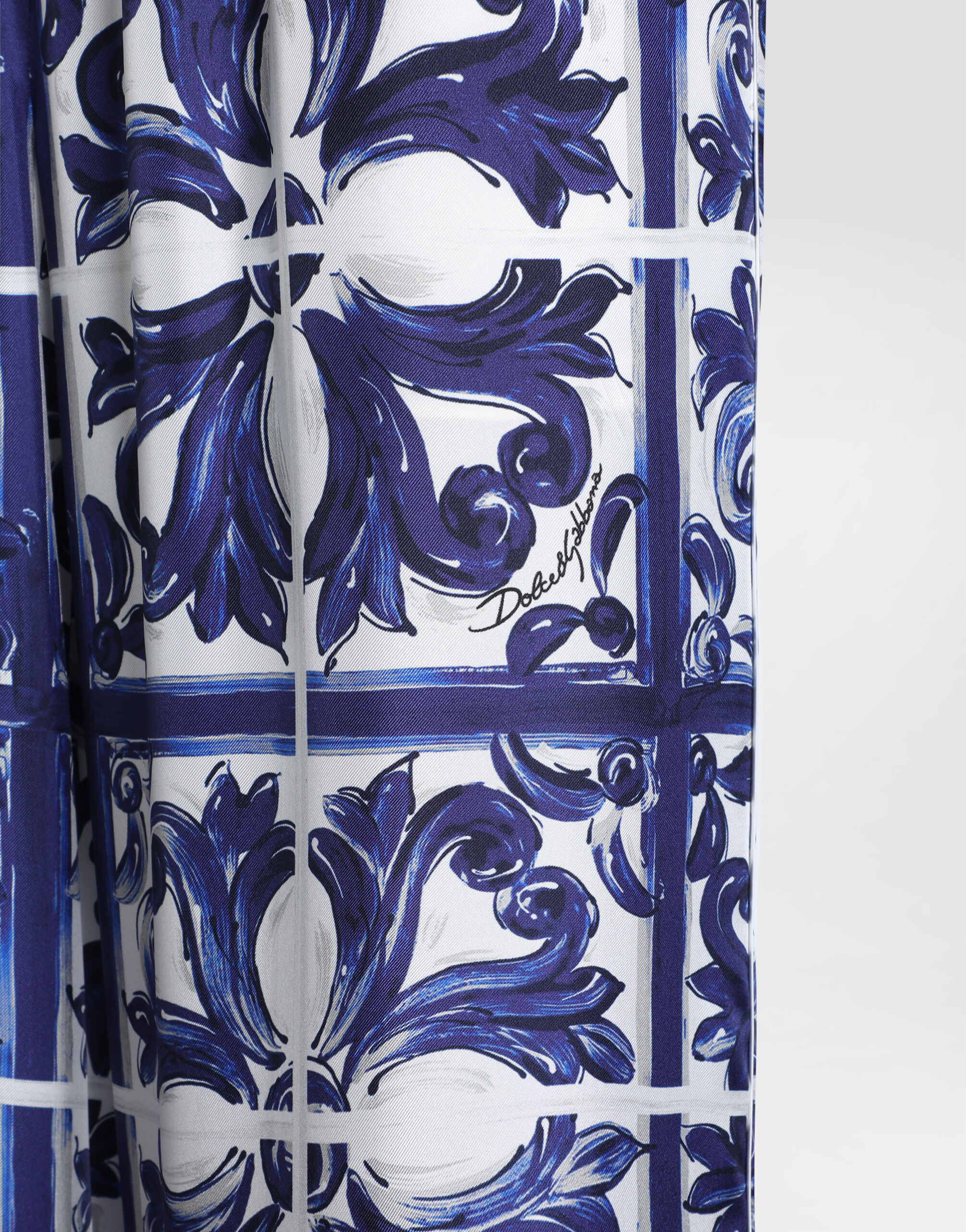 Majolica-print silk twill vanity trousers - 7