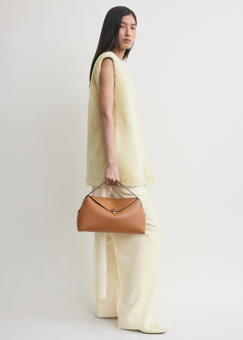 Totême T-Lock leather top handle camel outlook