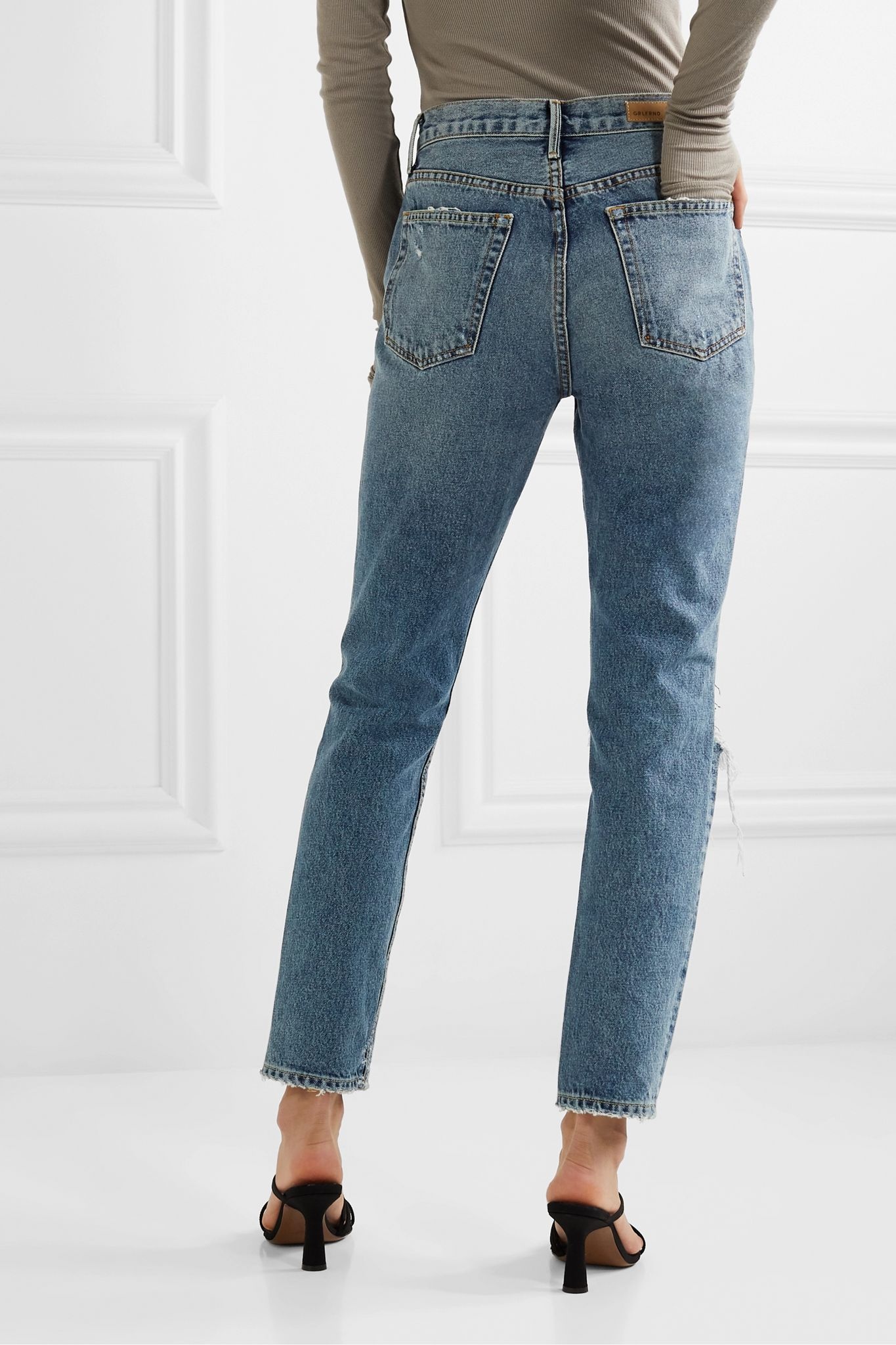 Karolina distressed high-rise slim-leg jeans - 4