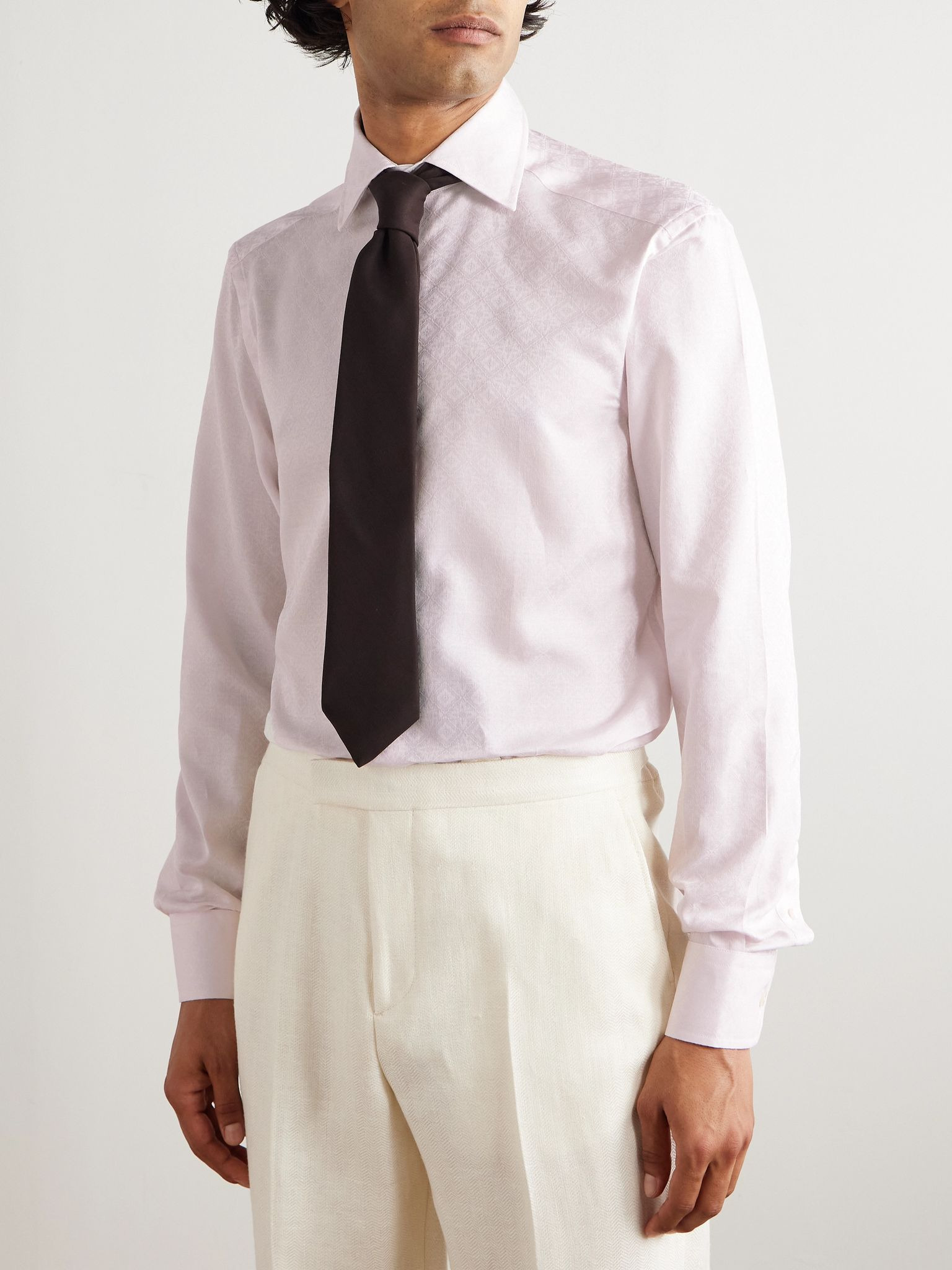 Roma Cotton-Jacquard Shirt Pink - 2