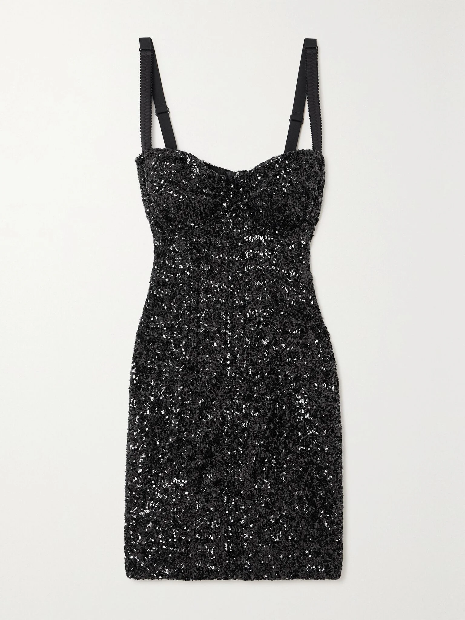 Sequined stretch-tulle mini dress Black - 1