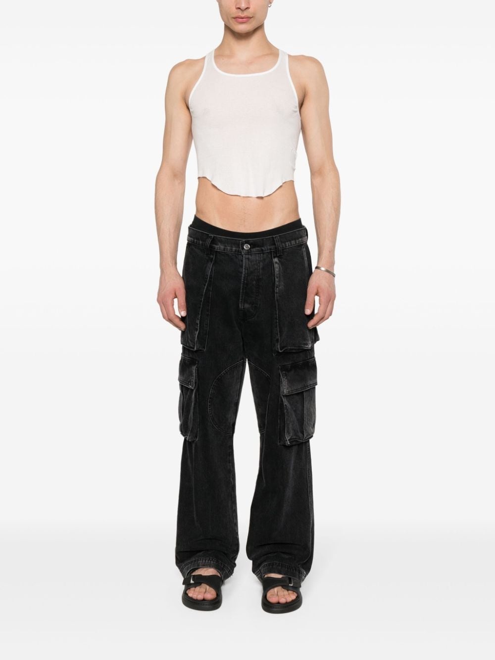 logo-tape cropped tank top - 2