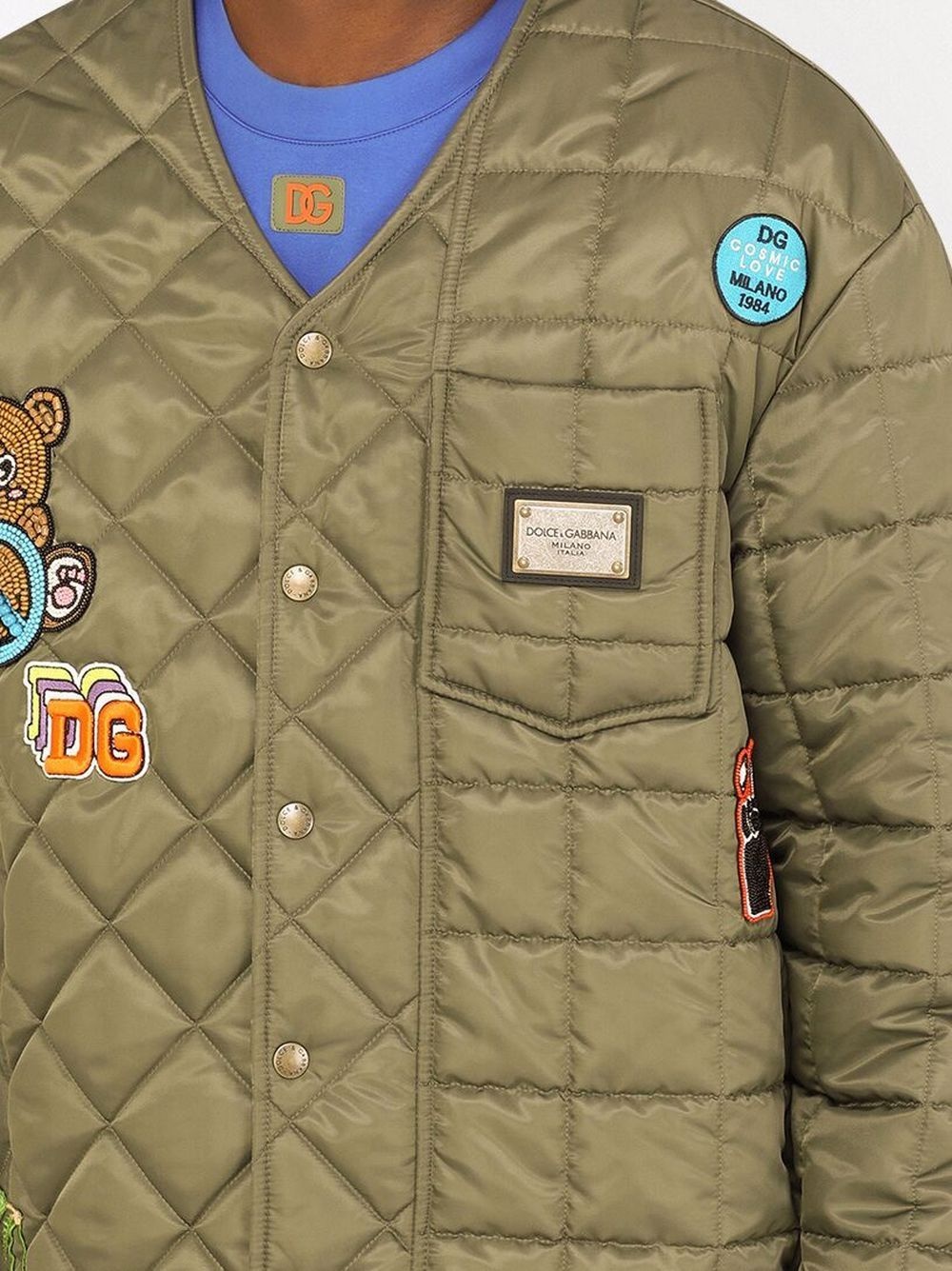 logo-plaque quilted jacket - 5