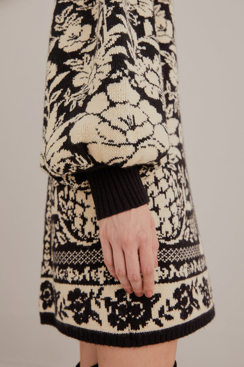 Black Pineapple Garden Mini Sweater Dress 6