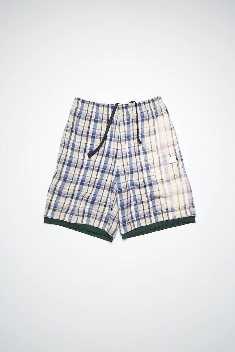 Flannel shorts - Oat beige/blue 4