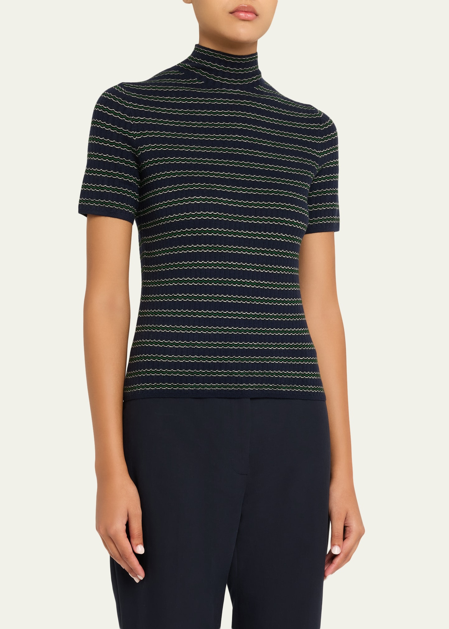 Leenda Stripe Turtleneck Tee - 4