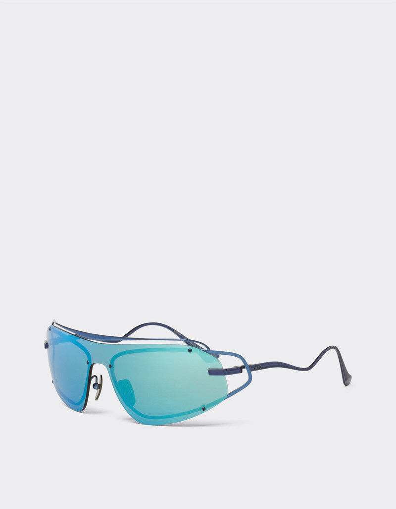 Ferrari sunglasses in blue titanium with mirror light blue shield 4