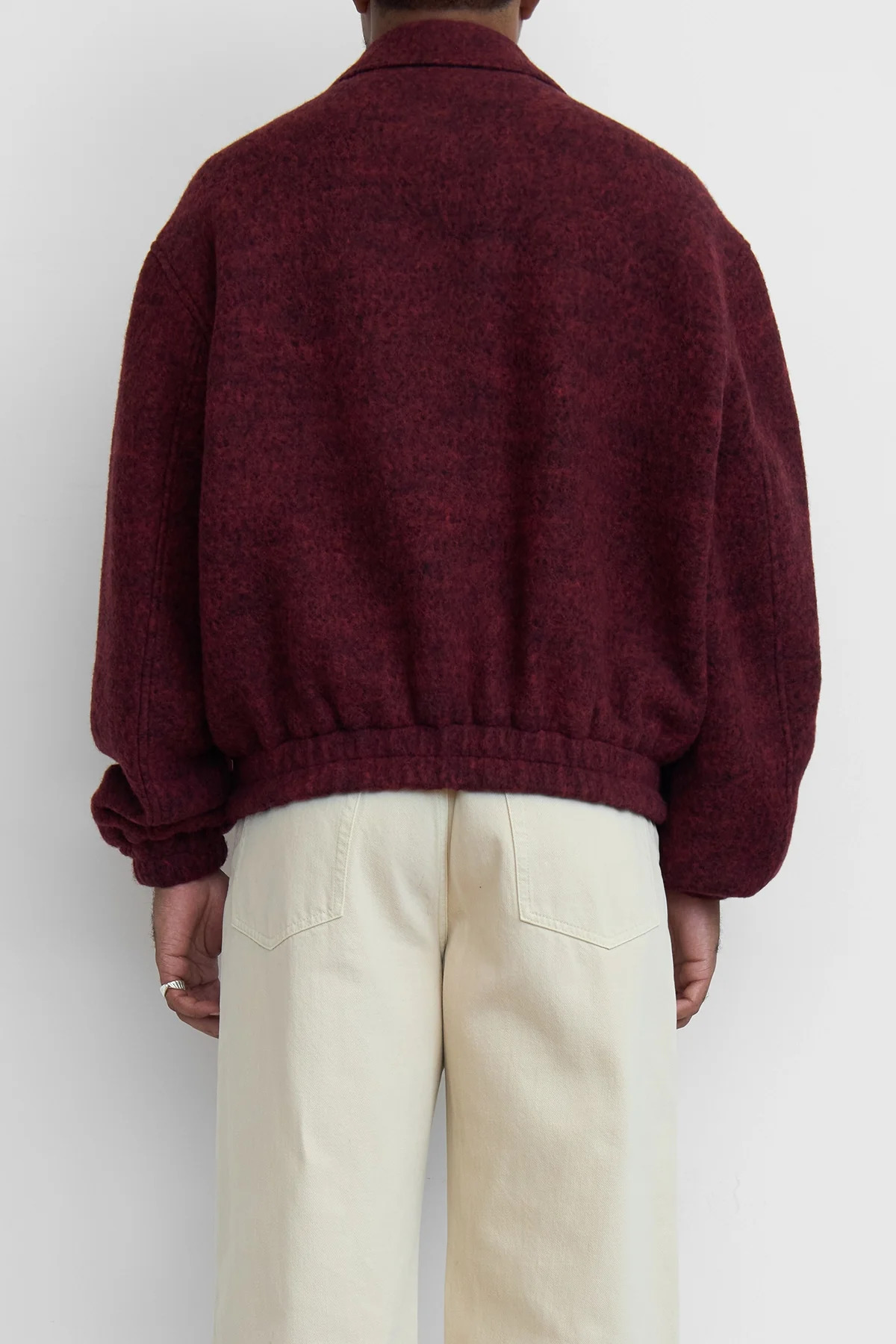 Jil Sander Felted Wool Aviator Bomber Jacket Peach Opal - 6