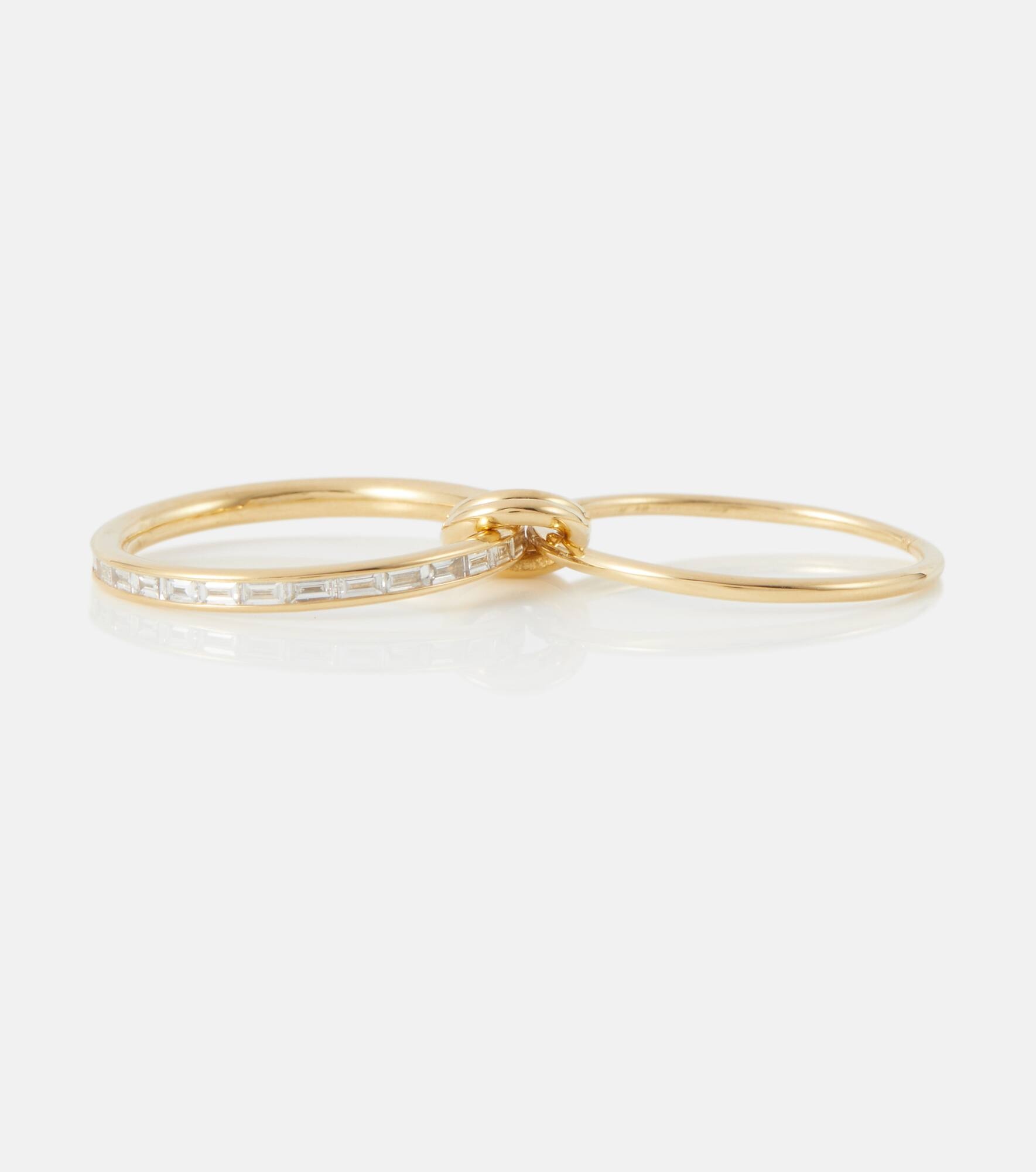 Callisto 18kt gold linked rings with white diamonds - 4