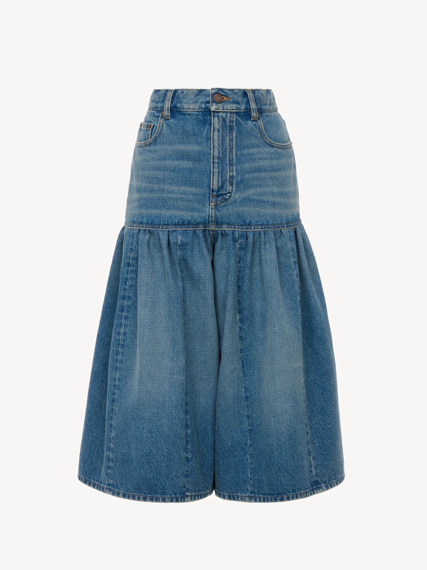 HIGH-RISE BALLOON BERMUDA SHORTS IN DENIM - 1