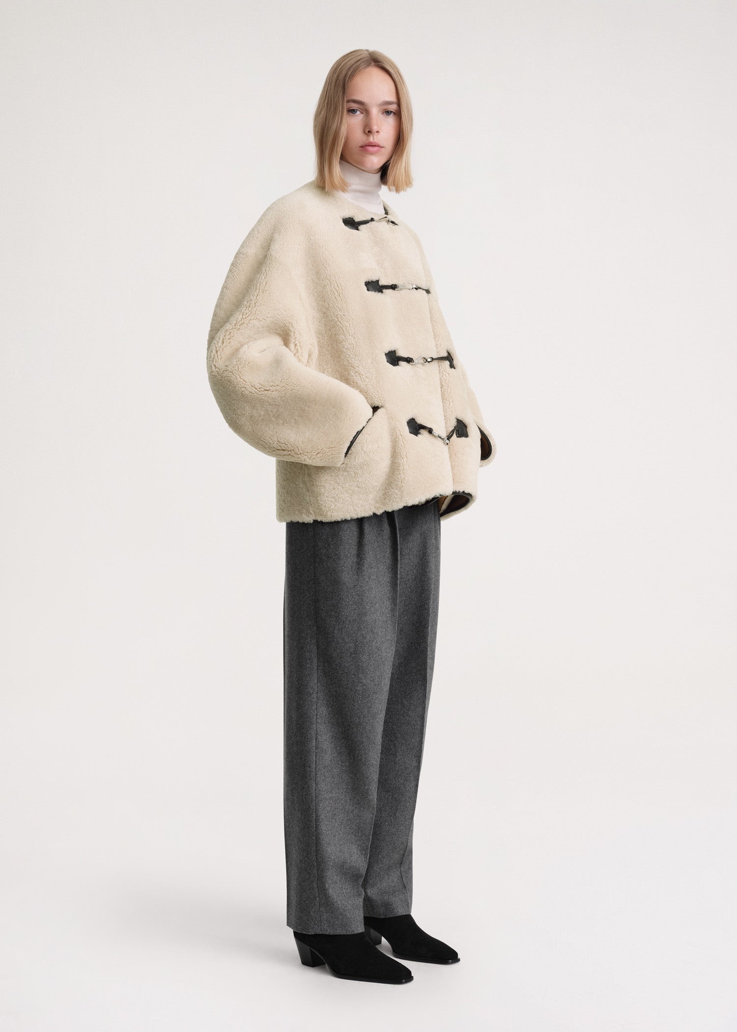 Teddy shearling clasp jacket off-white - 3