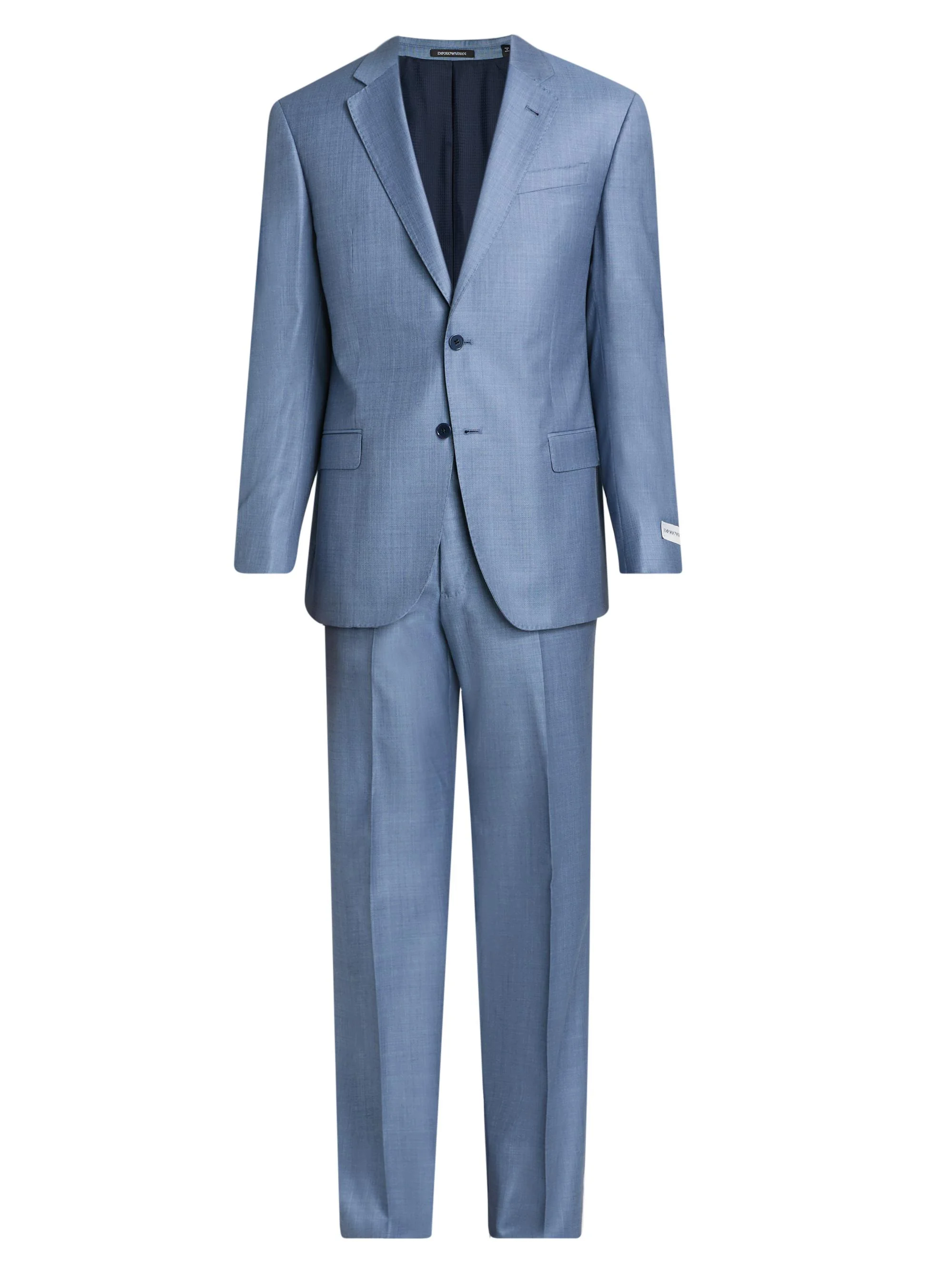 Men's Shark Skin Wool Single-Breasted Suit - Medium Blue - 1