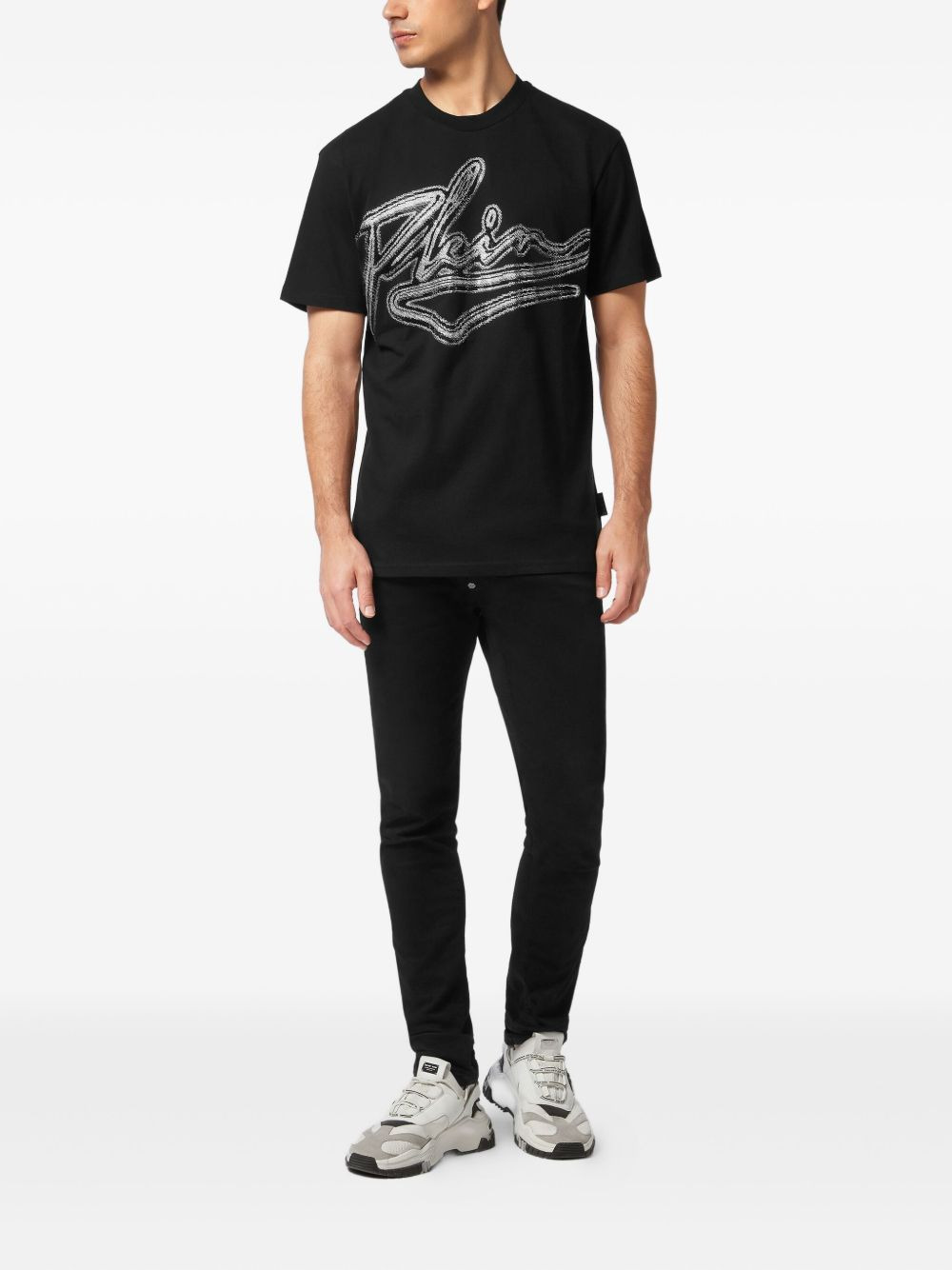 sequin-embellished round-neck T-shirt - 2