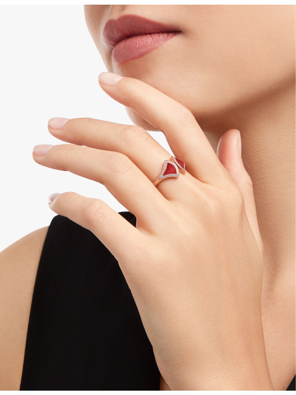 Divas' Dream 18ct rose-gold, carnelian and 0.17ct round brilliant-cut diamond ring - 5