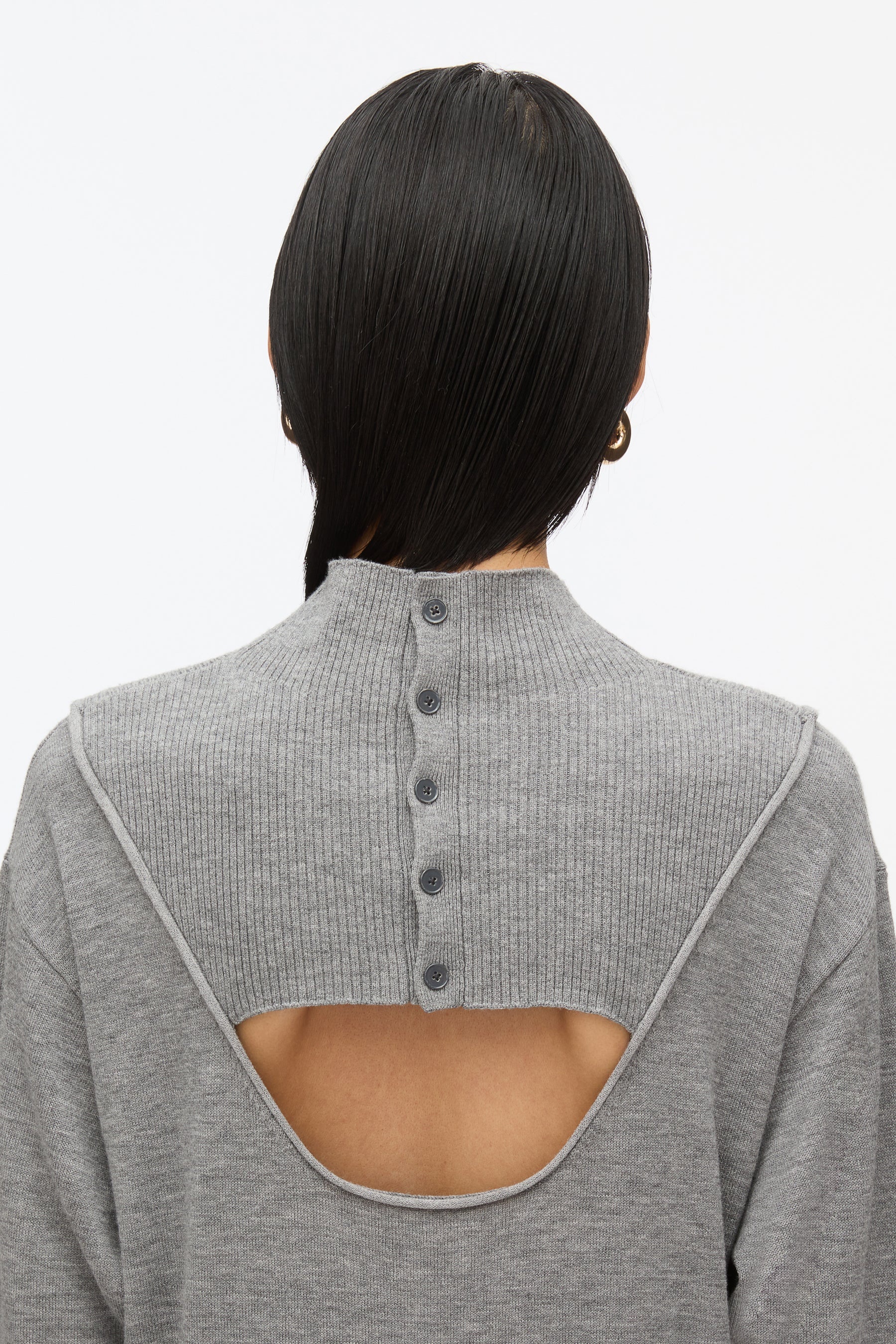 Mockneck Knit Dress with Lace Inlay - 5