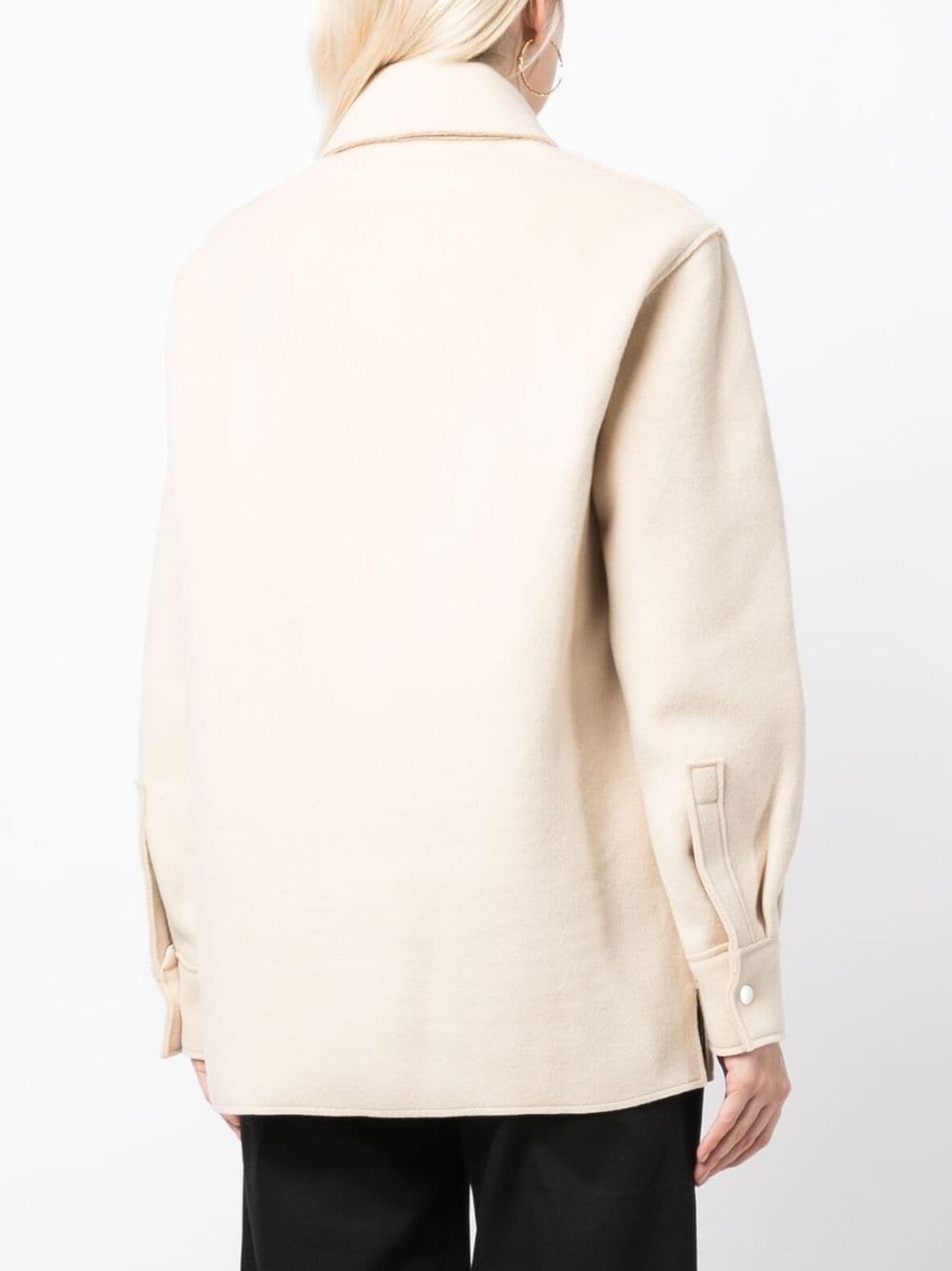 embroidered logo shirt jacket - 4