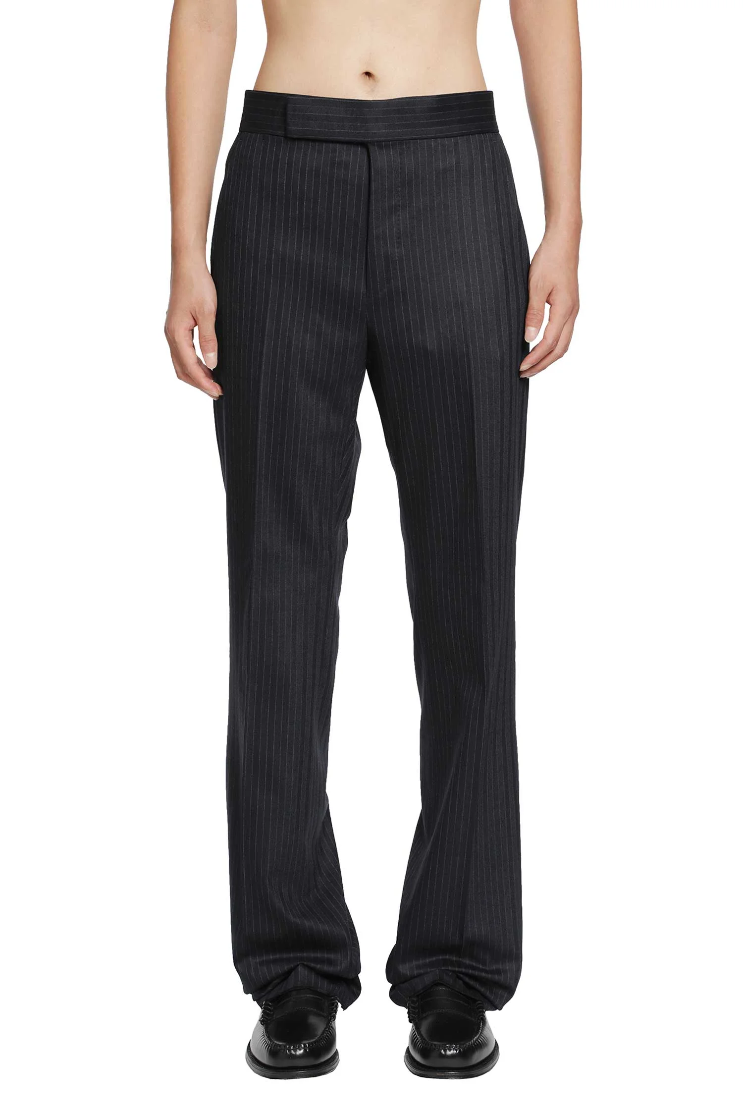 Herringbone Stripe Wool Trousers - 1