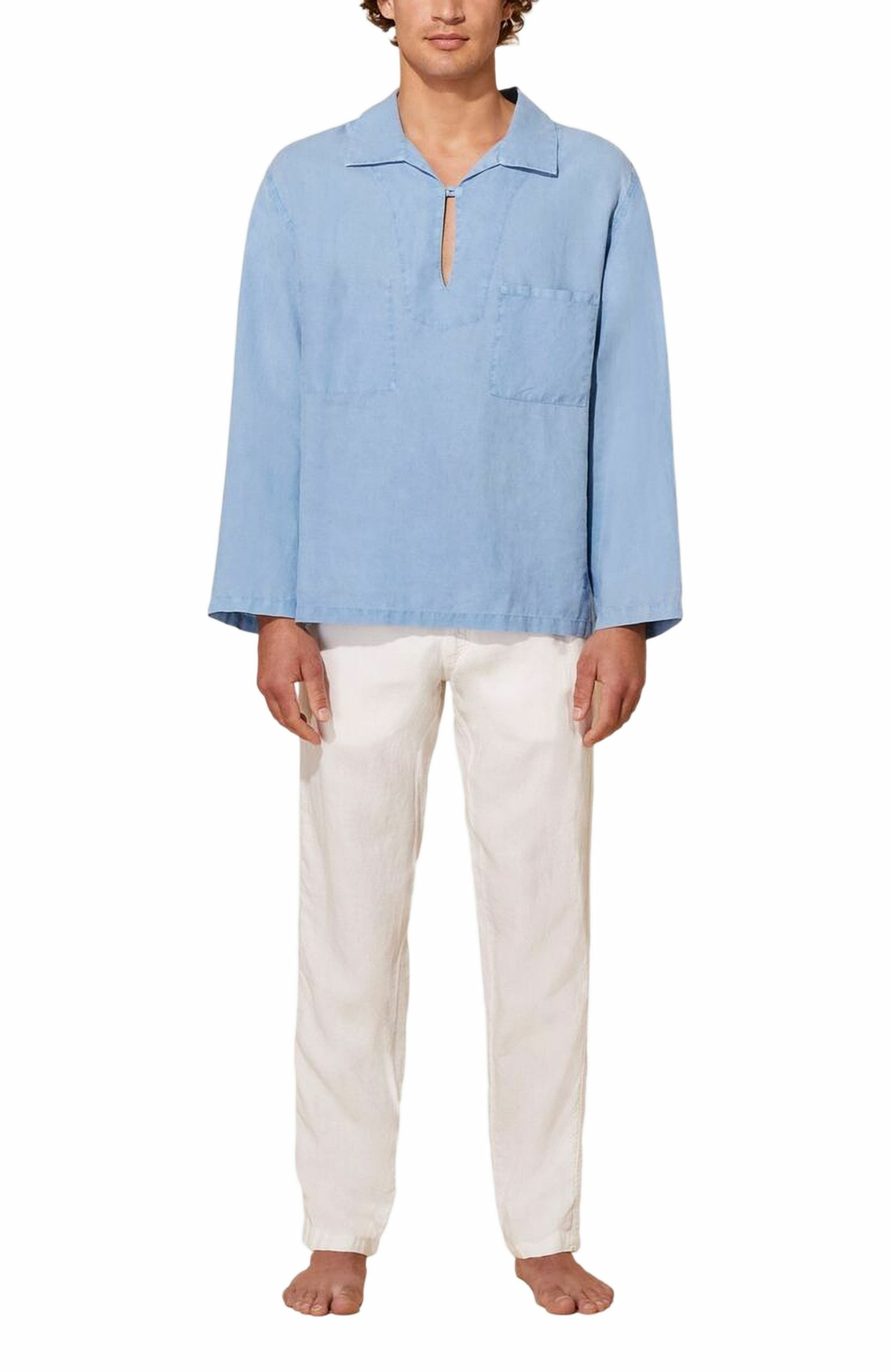 Vilebrequin Men's Linen Mineral Dye Shirt in Source at Nordstrom - 3