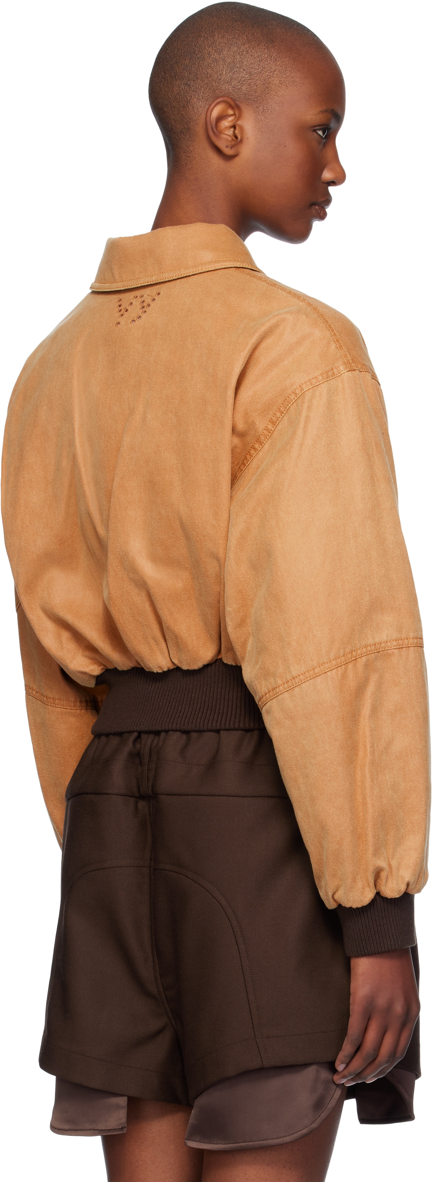 ジャケット [OPEN YY] PAPER LIKE CROP BOMBER : 2color OPEN YY Tan Paper Like Crop Bomber Jacket | REVERSIBLE