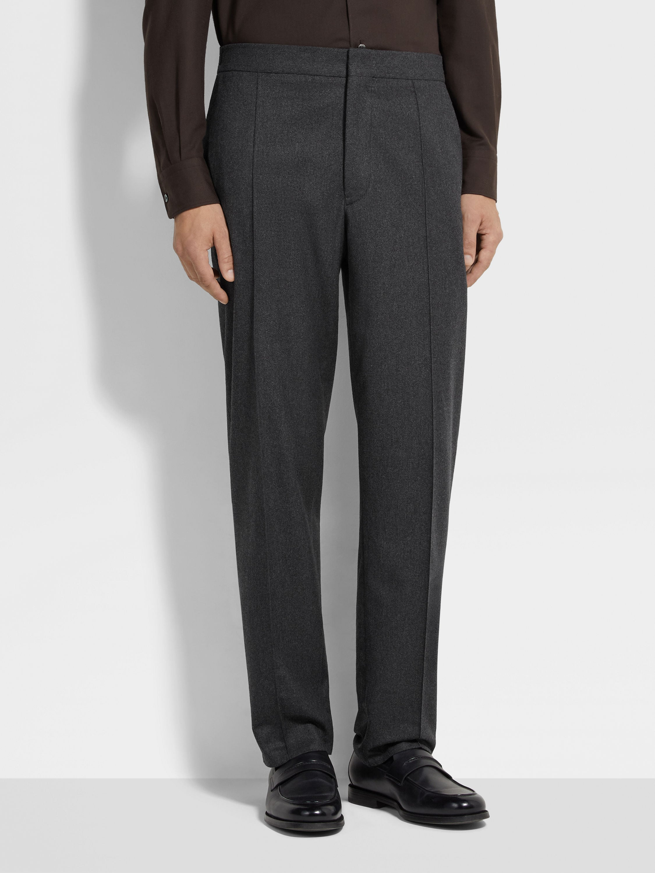 DARK GREY 15MILMIL15 WOOL SILK AND CASHMERE PANTS - 5