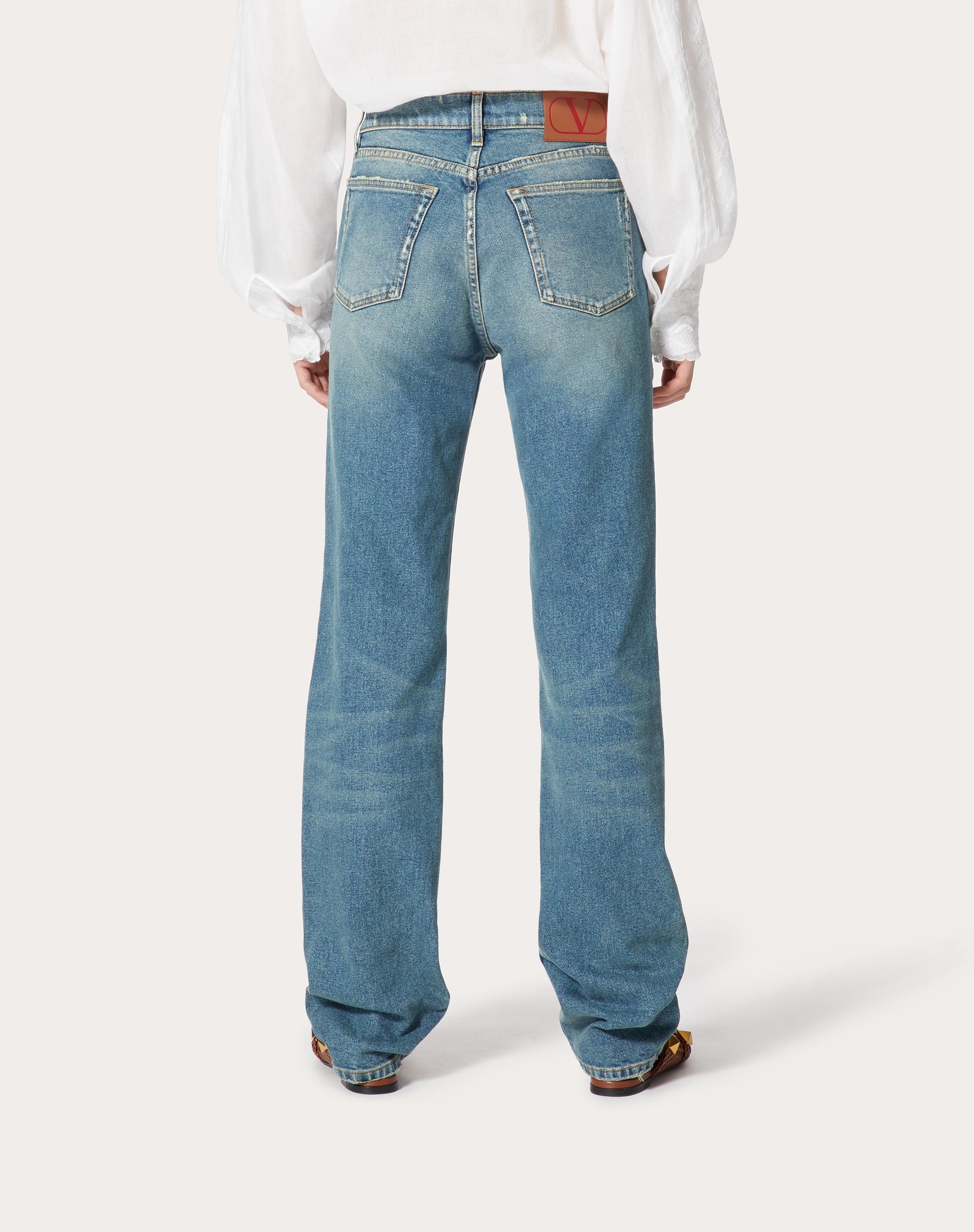 JEANS IN OLIVE WASHED DENIM - 4