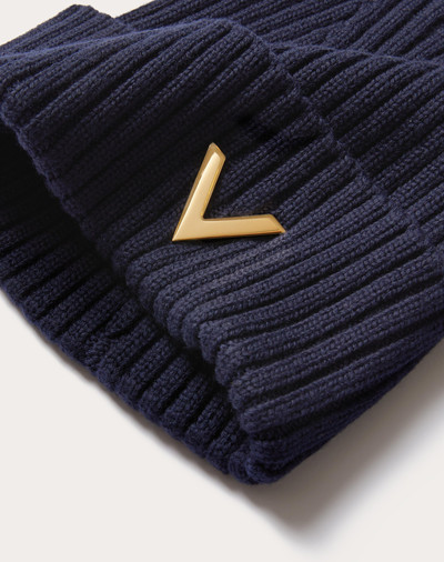 Valentino WOOL BEANIE WITH METAL V APPLIQUÉ outlook