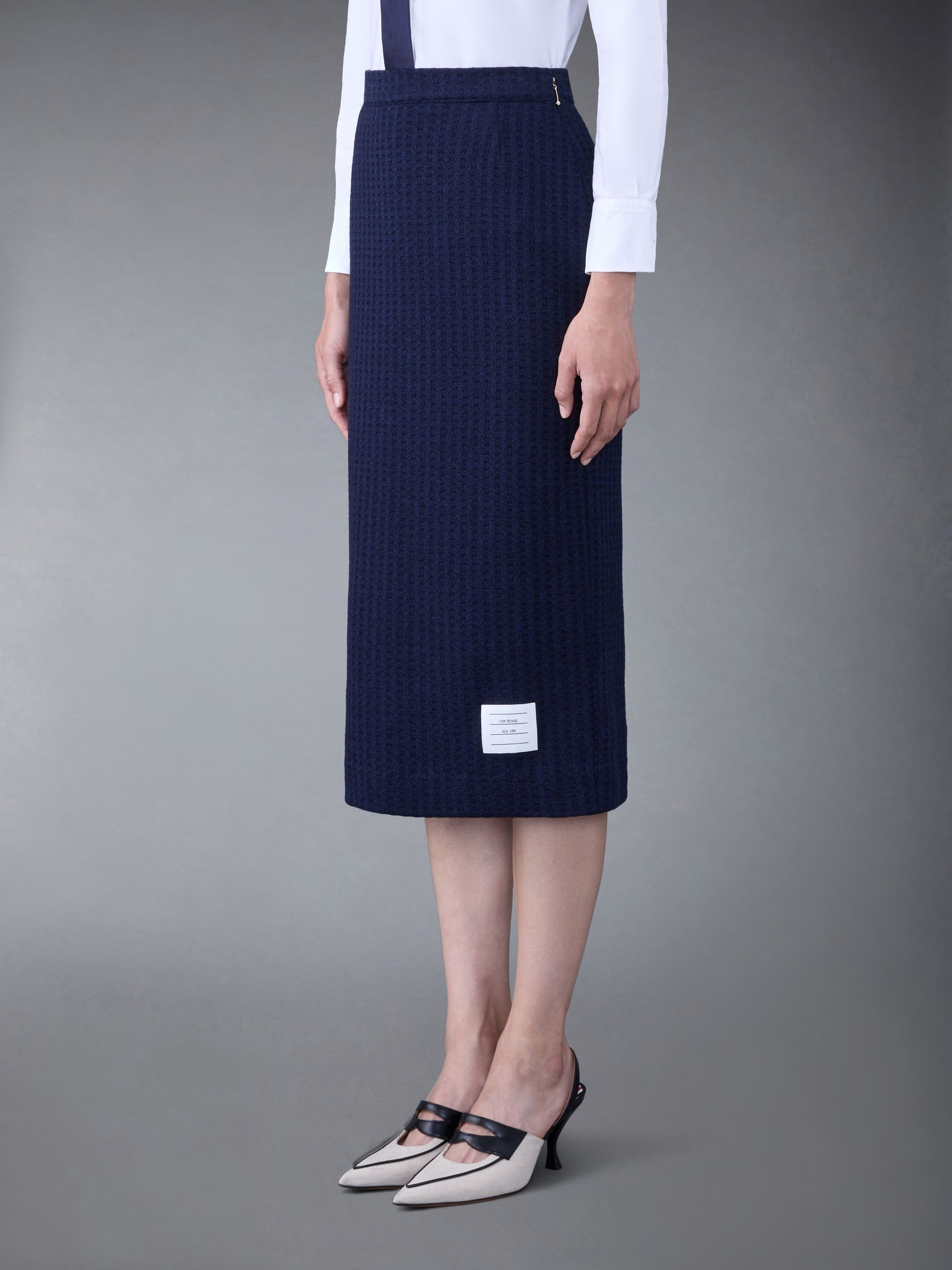 logo-patch jacquard skirt - 2