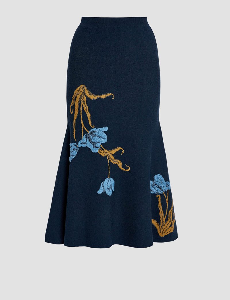 Erdem FLORAL JACQUARD A LINE KNIT SKIRT outlook