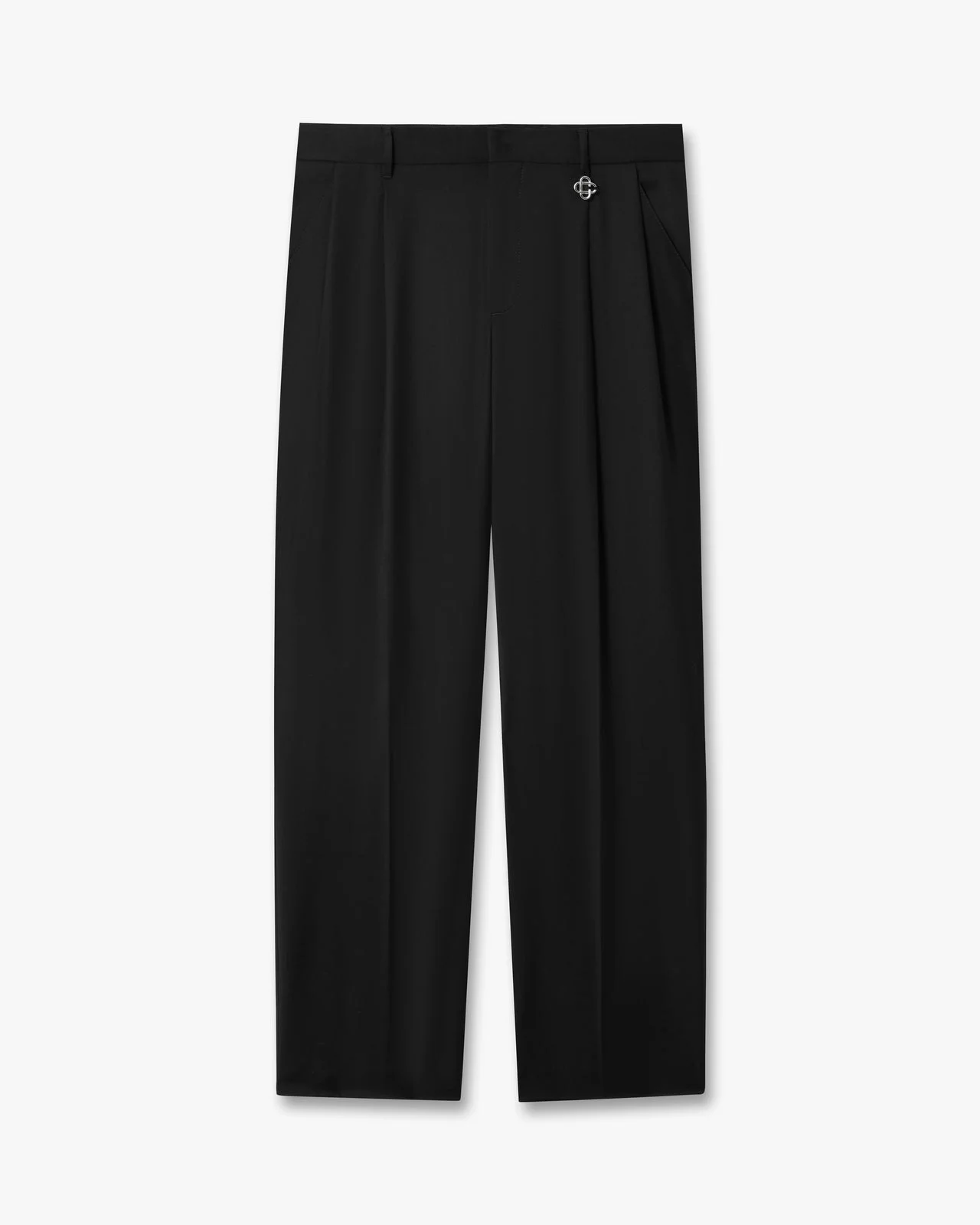 Black Pleated Straight Leg Trousers - 1