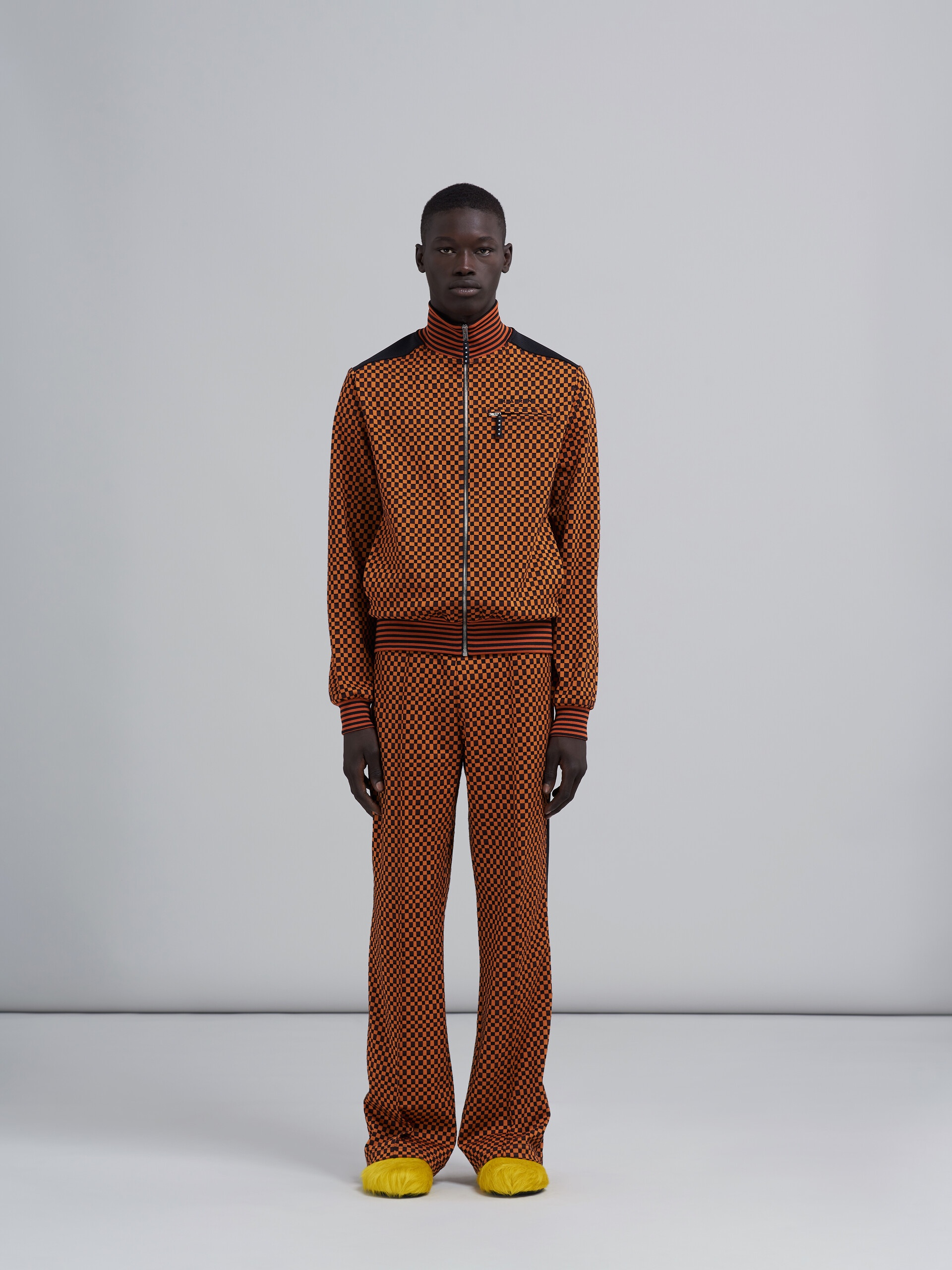 CHECK JACQUARD JERSEY TRACK TROUSERS - 2