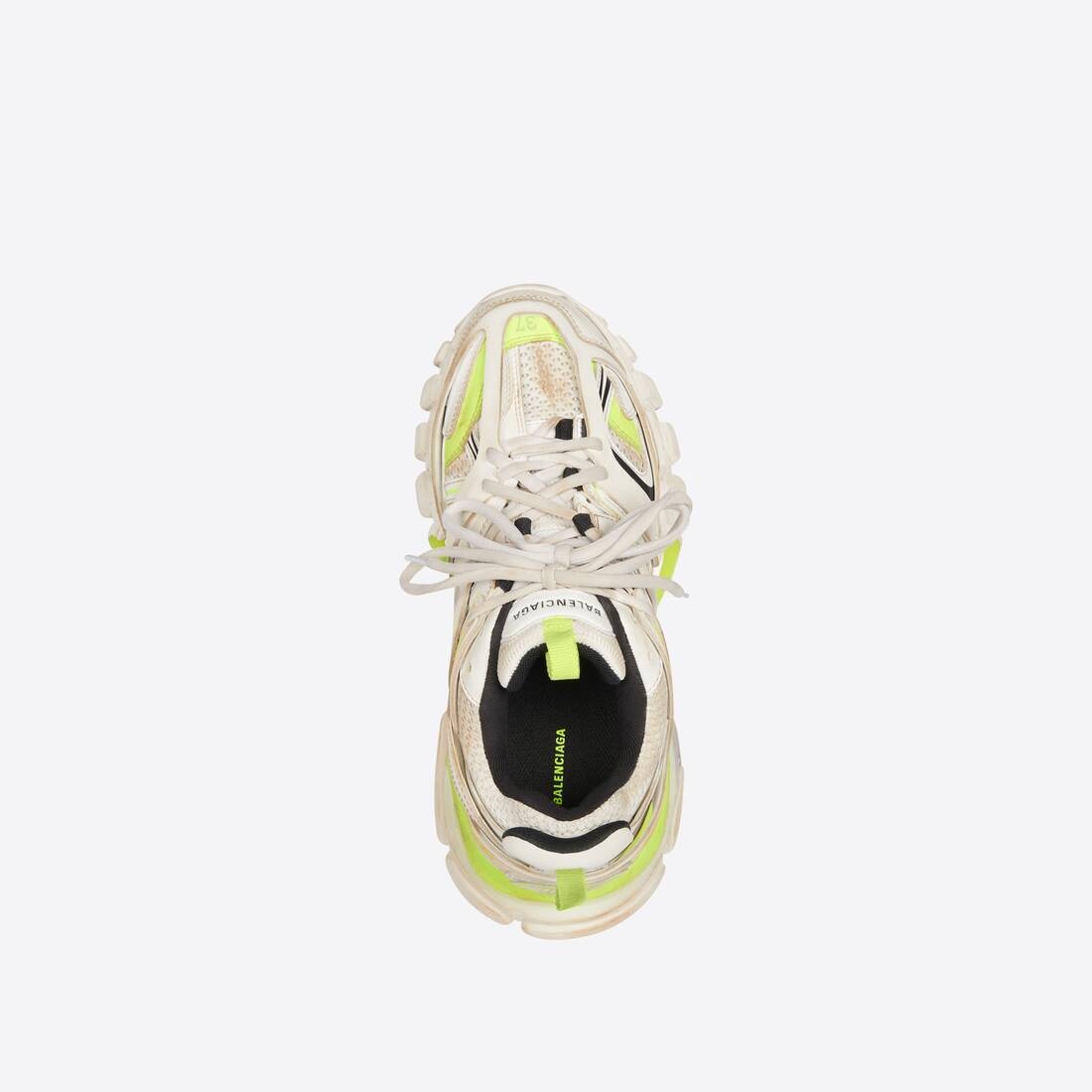 Women's Track Sneaker Worn Out in White/fluo Yellow - 5
