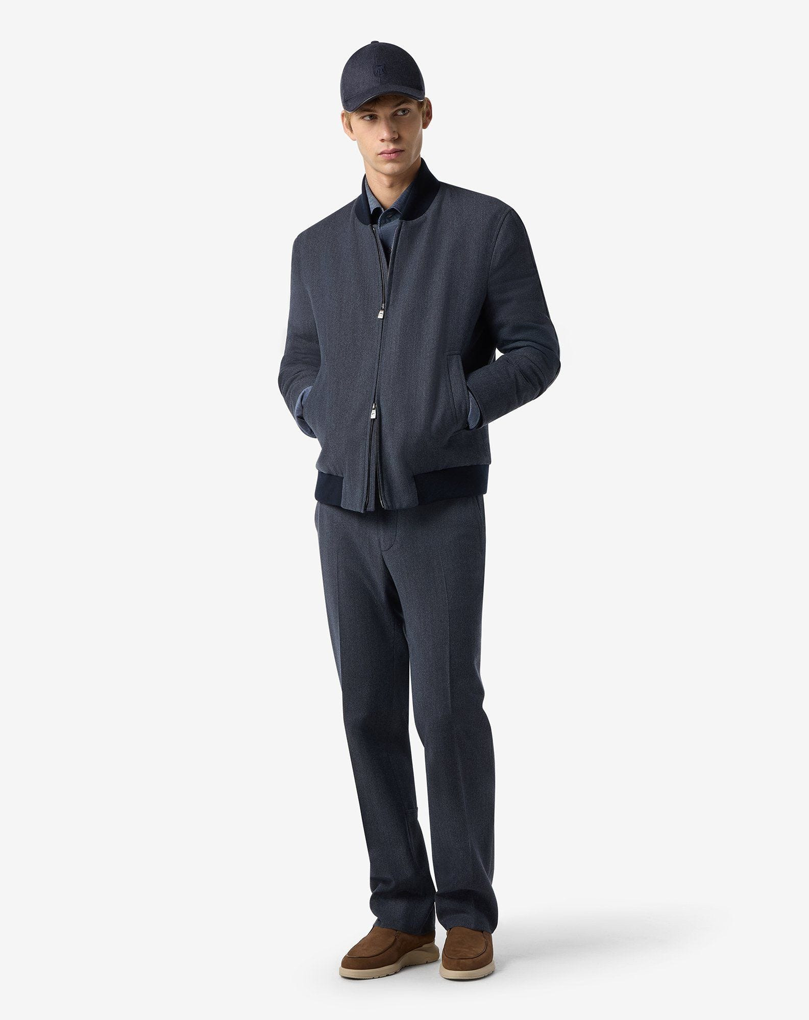 Blue wool and cotton chinos - 2