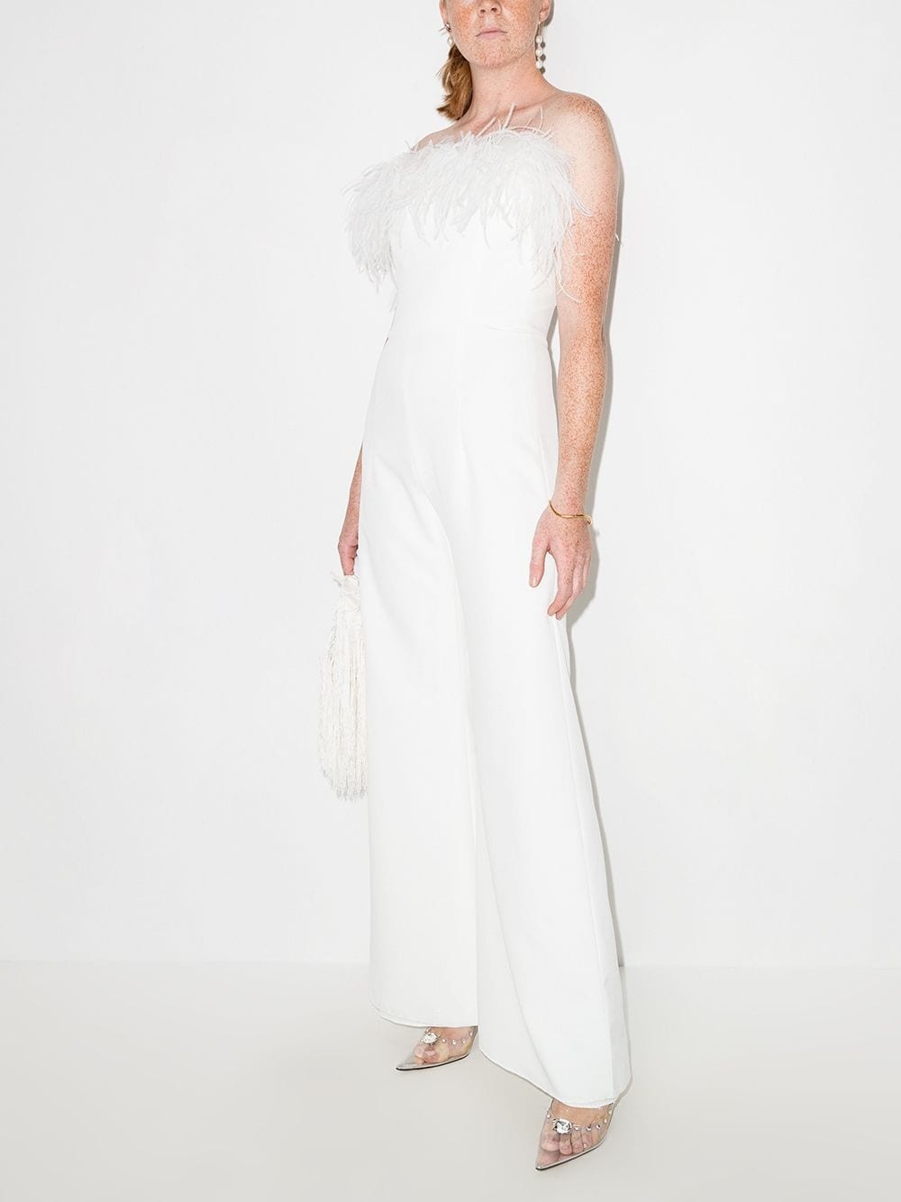 Taree feather-trim strapless jumpsuit - 5