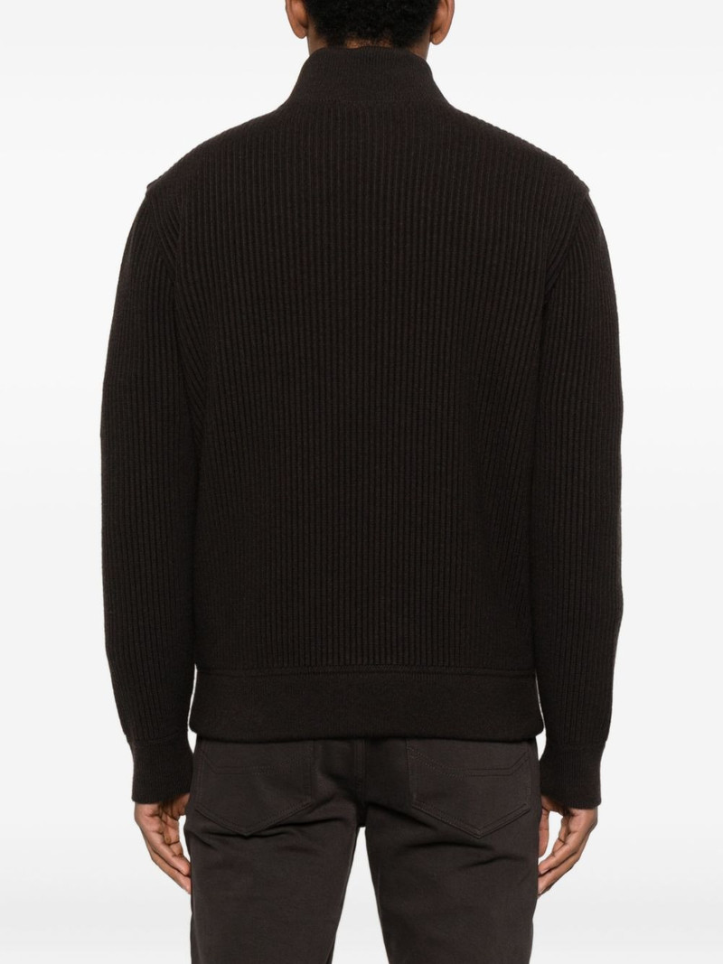 zip-fastening ribbed cardigan 4