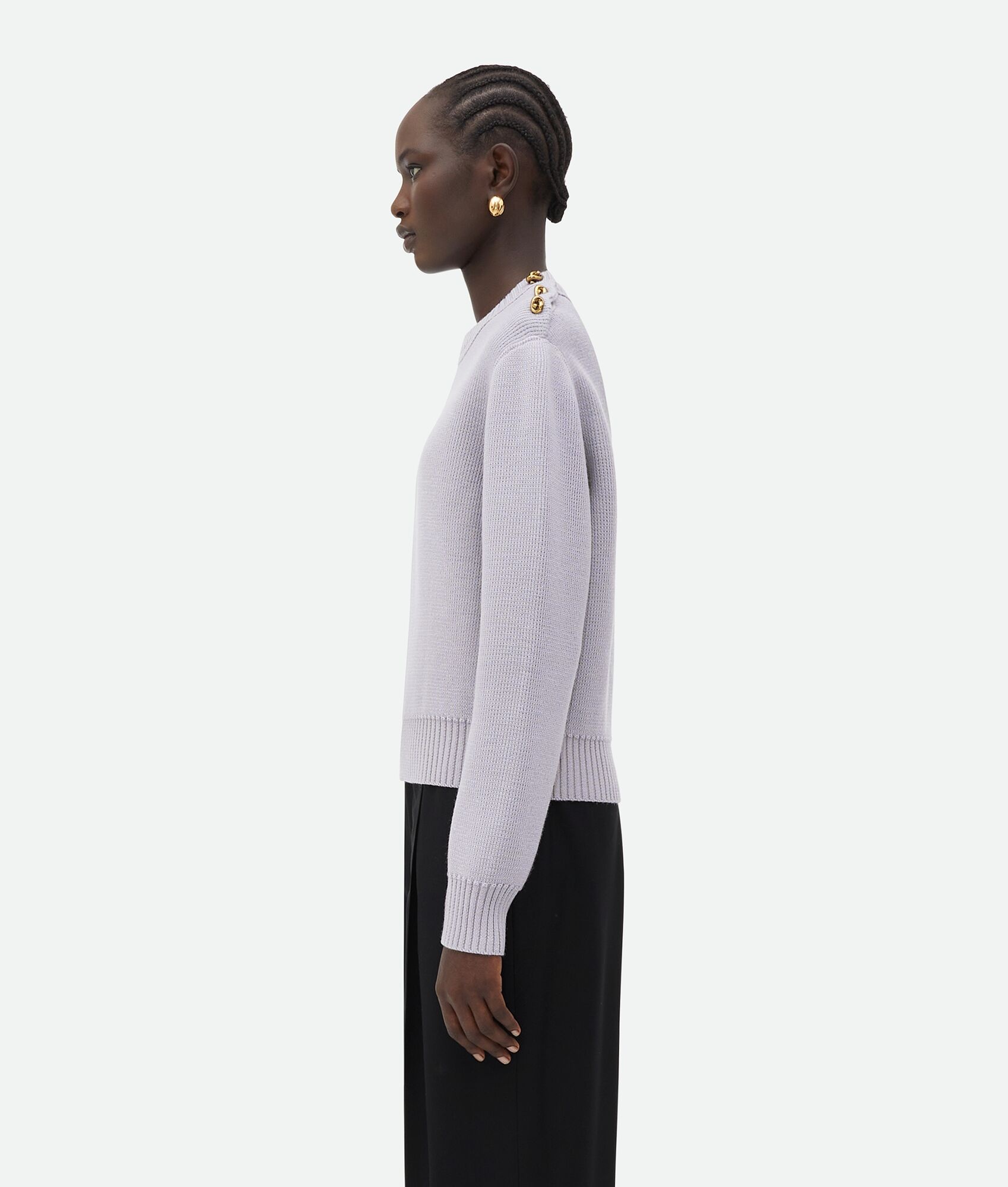 Wool Sweater With Metal Knot Buttons - 2