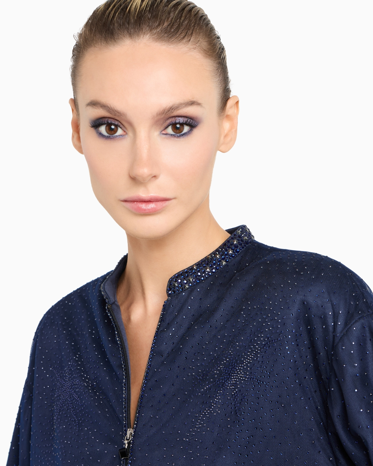SILK BLOUSON WITH RHINESTONE EMBROIDERY - 5