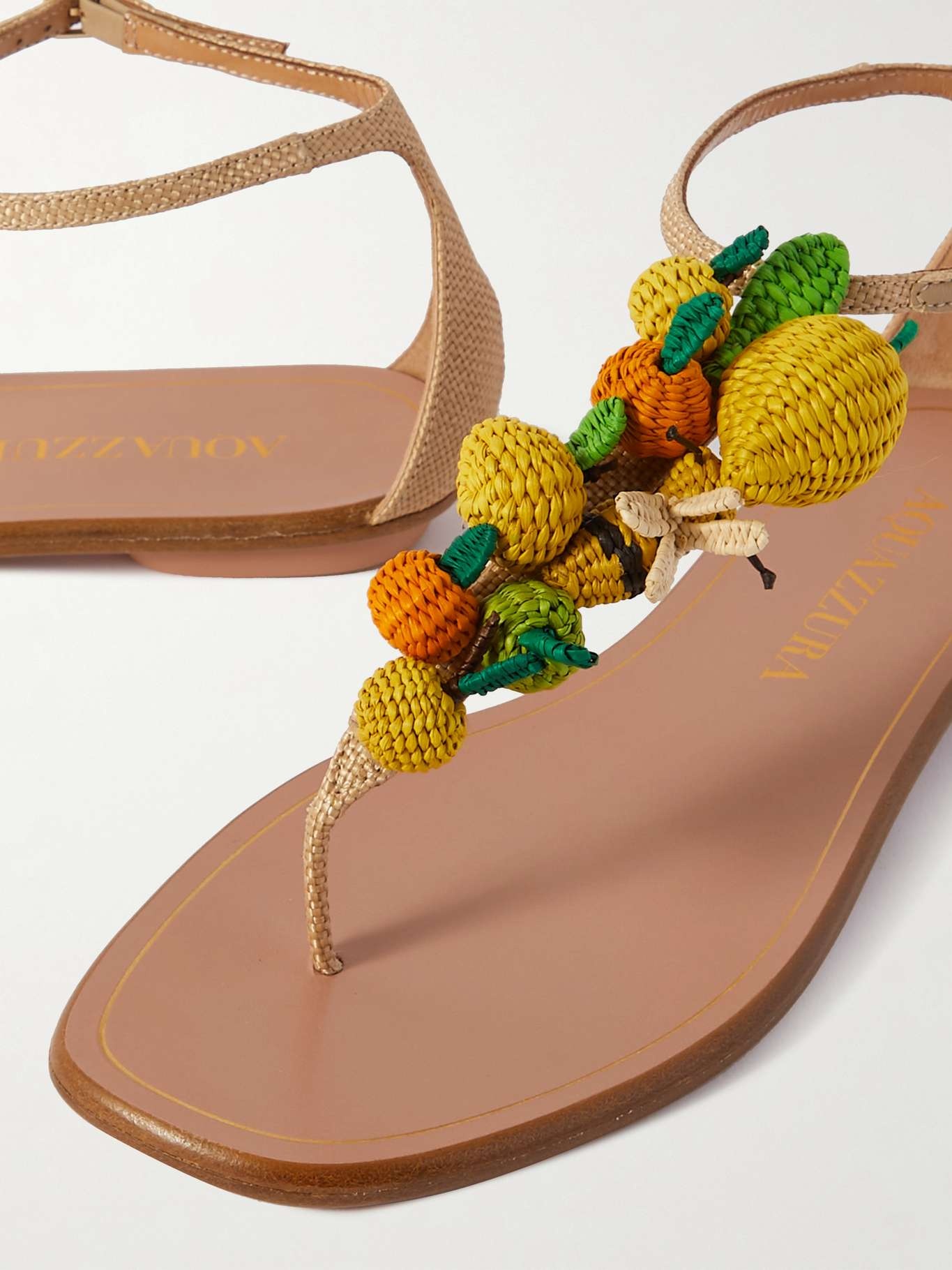 Citrus Punch embellished woven raffia sandals - 4