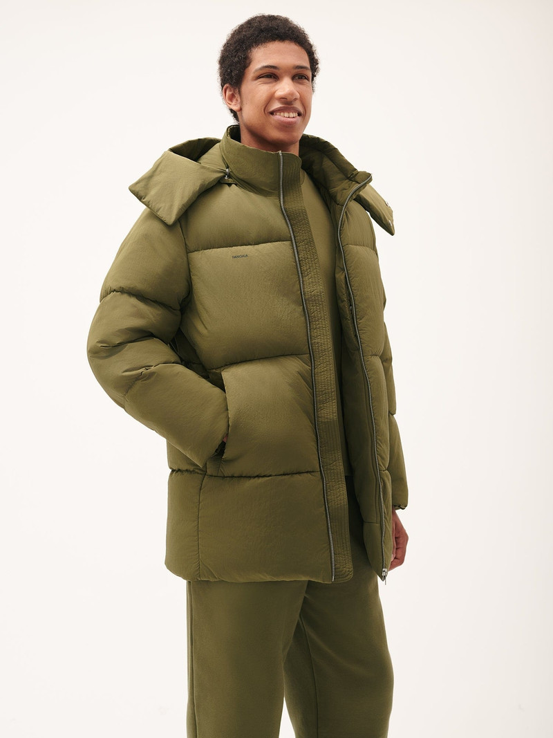 PANGAIA Mens DNA Flower-Warmth Long Puffer - Highland Green outlook
