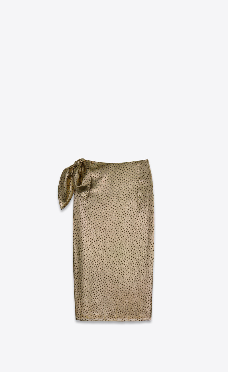 SAINT LAURENT tied pencil skirt in dotted lamé outlook