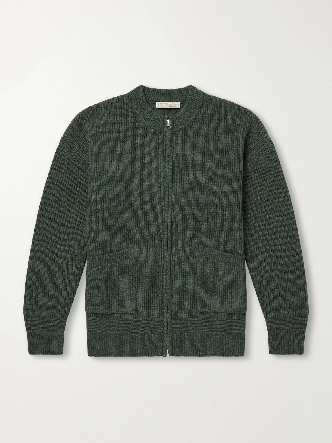Ribbed-Knit Wool-Blend Zip-Up Cardigan - 1