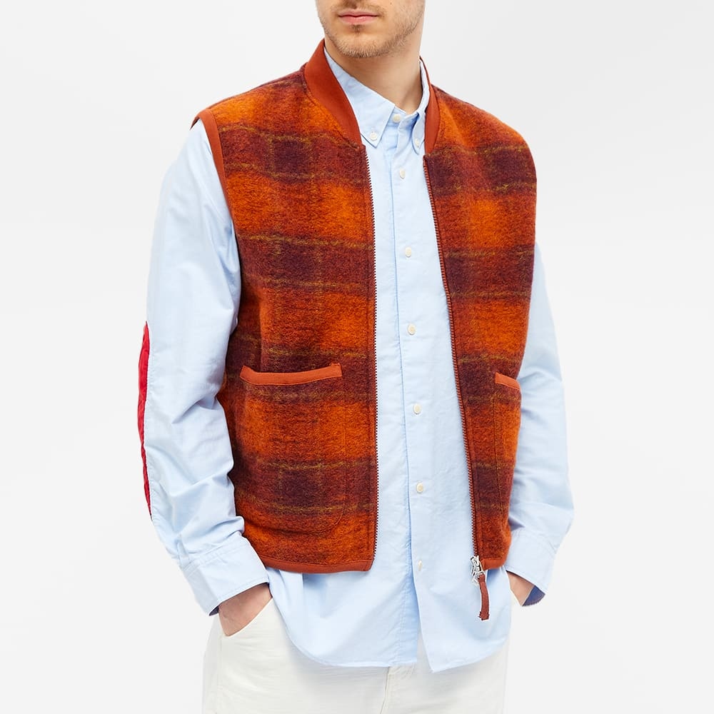 Universal Works Wool Fleece Check Zip Waistcoat - 5