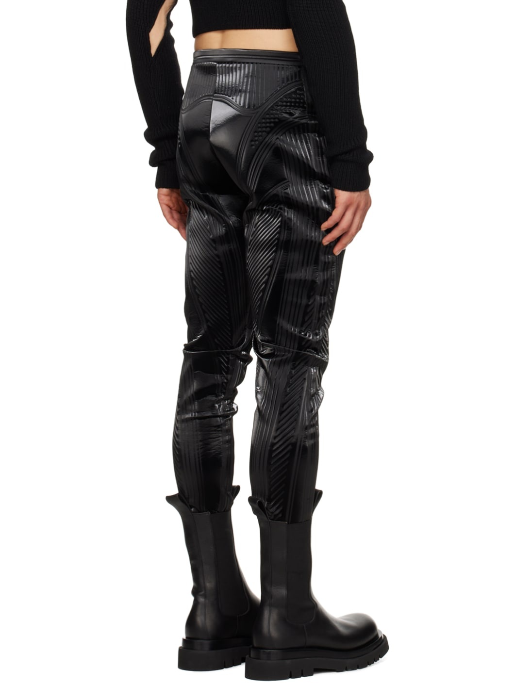 Black Embossed Trousers - 3