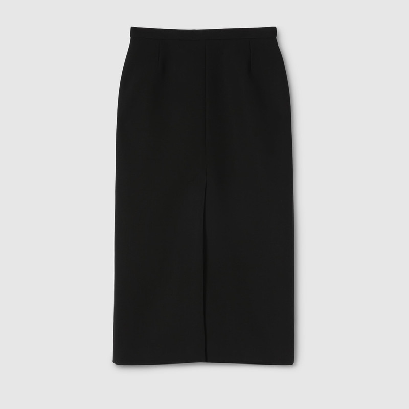 Wool crêpe skirt with Gucci detail 1