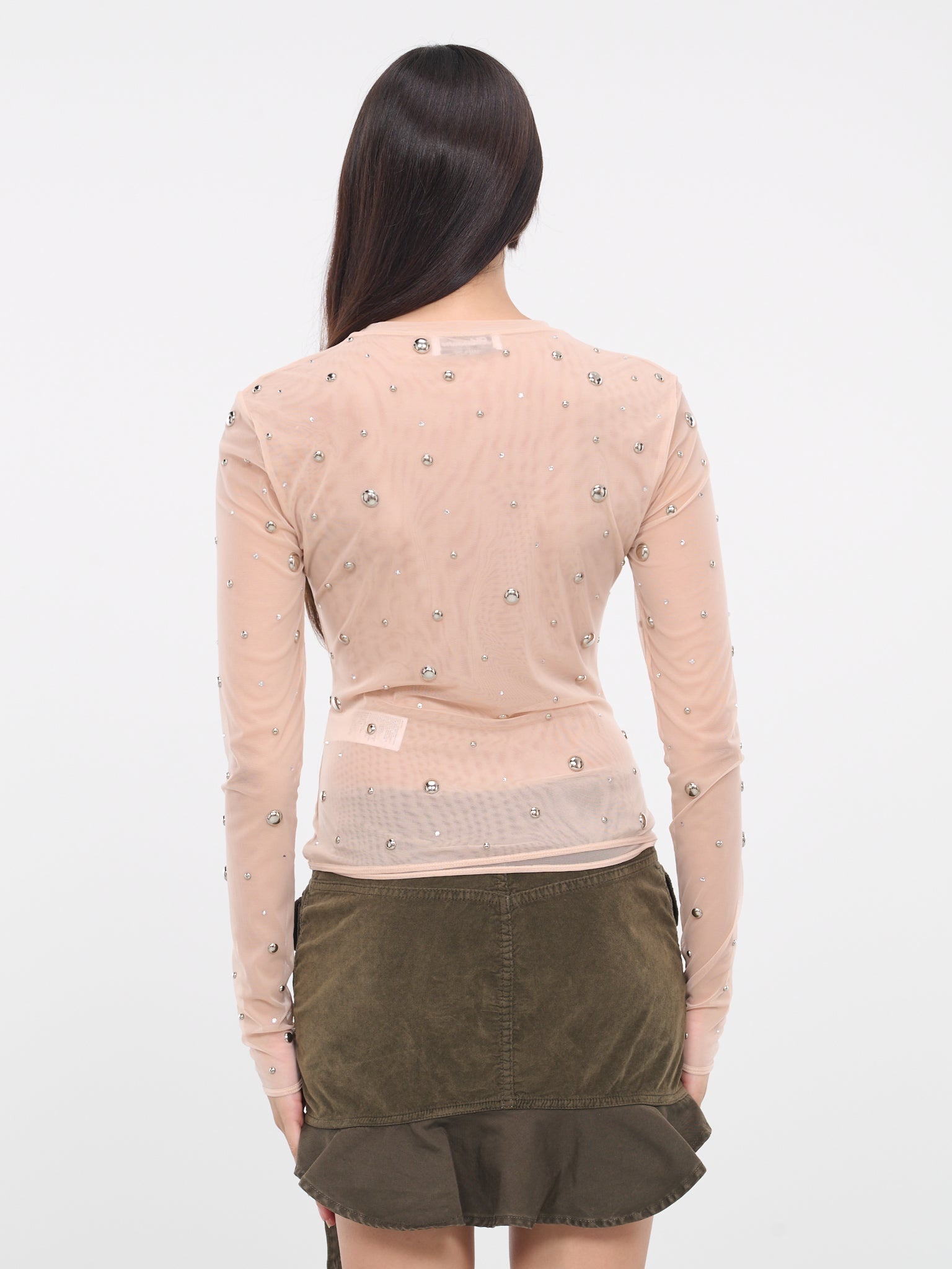 Stud Rhinestone Tulle Tee - 3