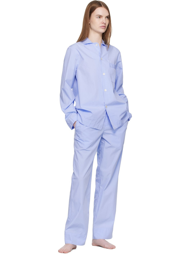 TEKLA Blue Poplin Pyjama Pants outlook