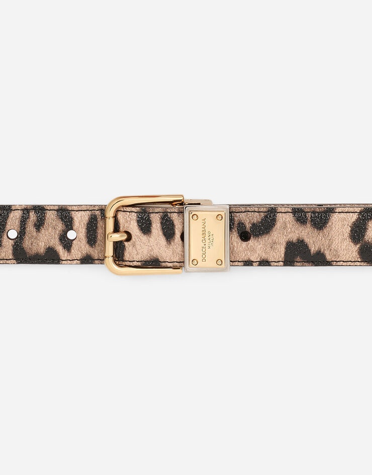 Leopard-print Crespo belt with branded plate - 3