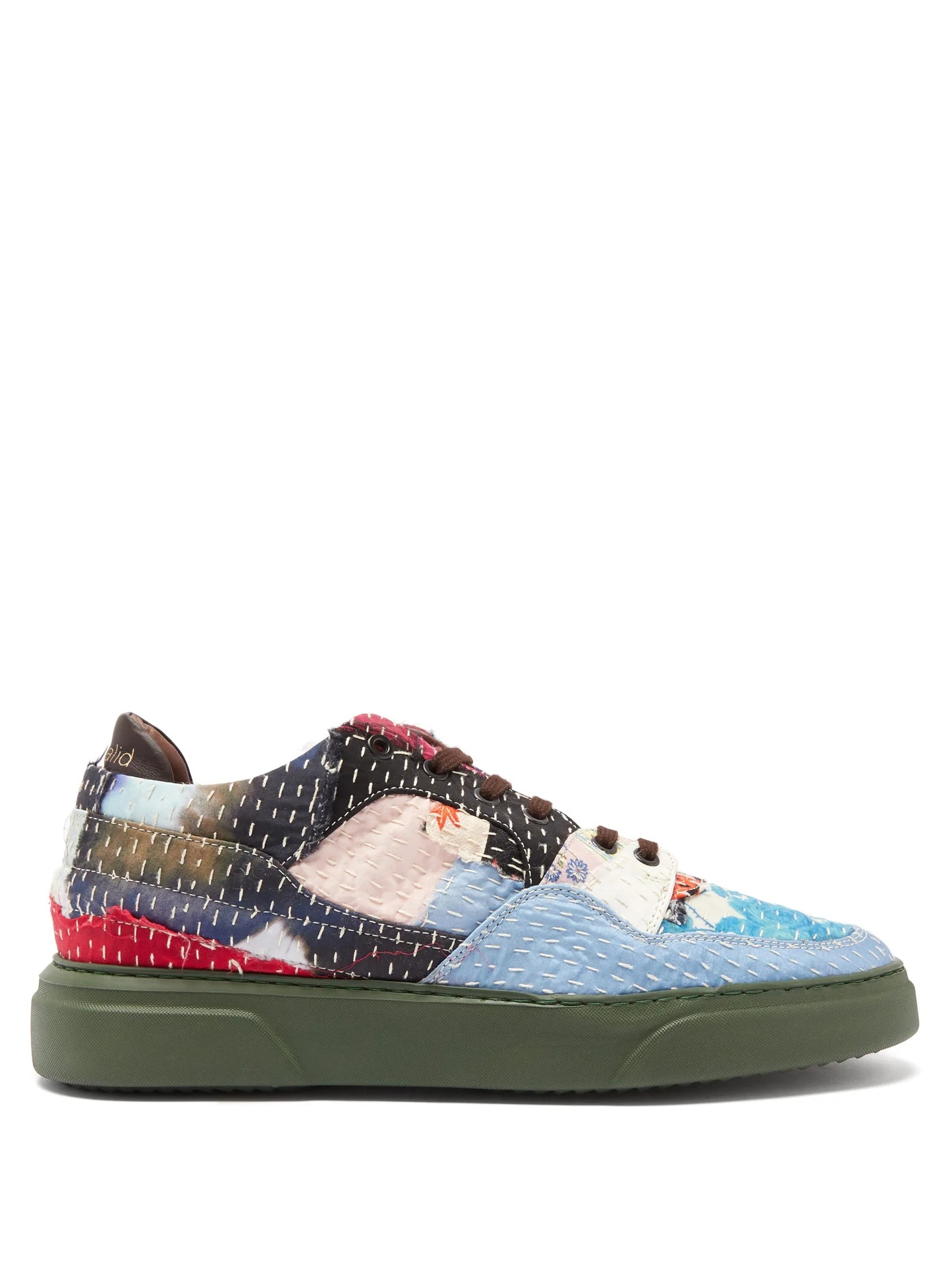 Patchwork vintage silk trainers - 1