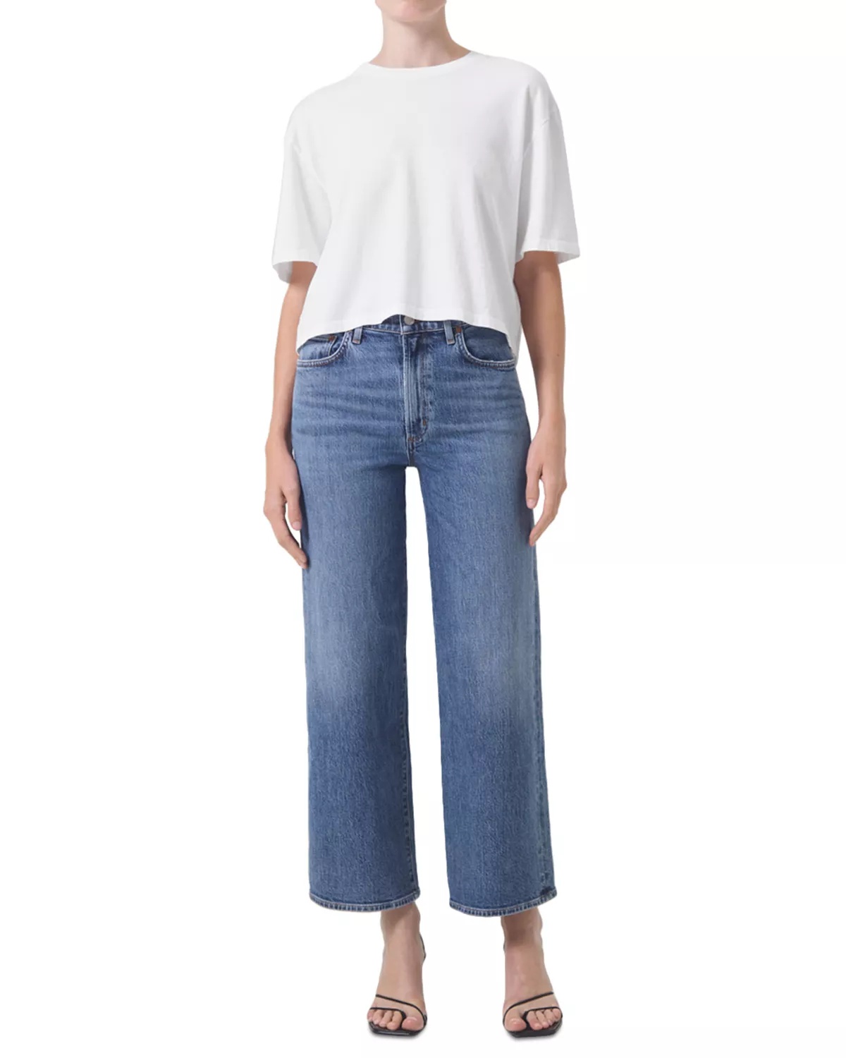 Harper Mid Rise Wide Ankle Jeans in Moor - 3